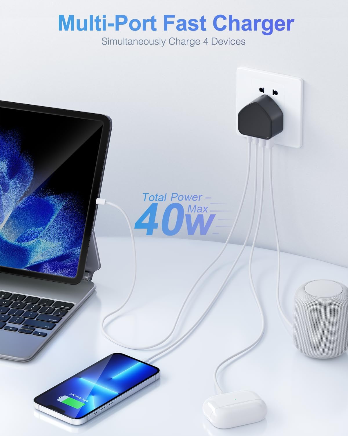 Thumbnail 2 de Saqykan 2-Pack USB C Fast Charger 40W 4-Port