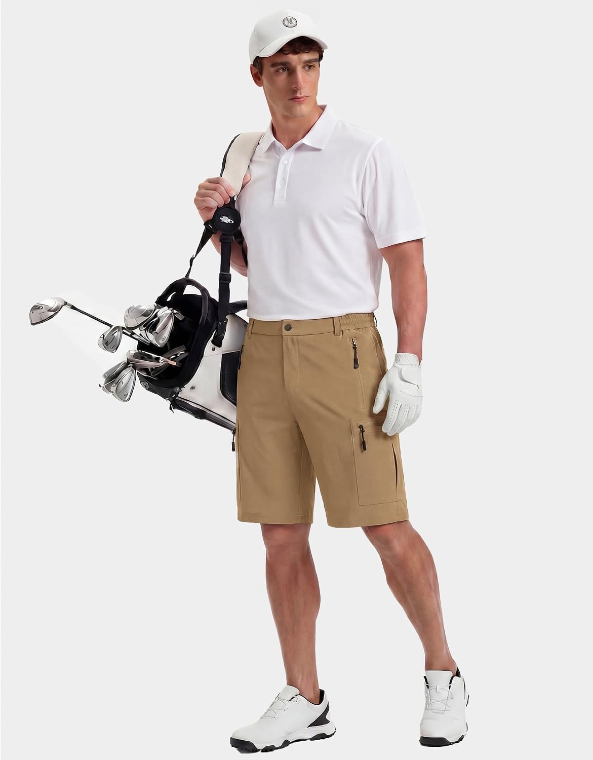 Detalle 1 de COOFANDY Men's Hiking Cargo Shorts, 9-Inch, Five Zipper Pockets, Stretch Fabric