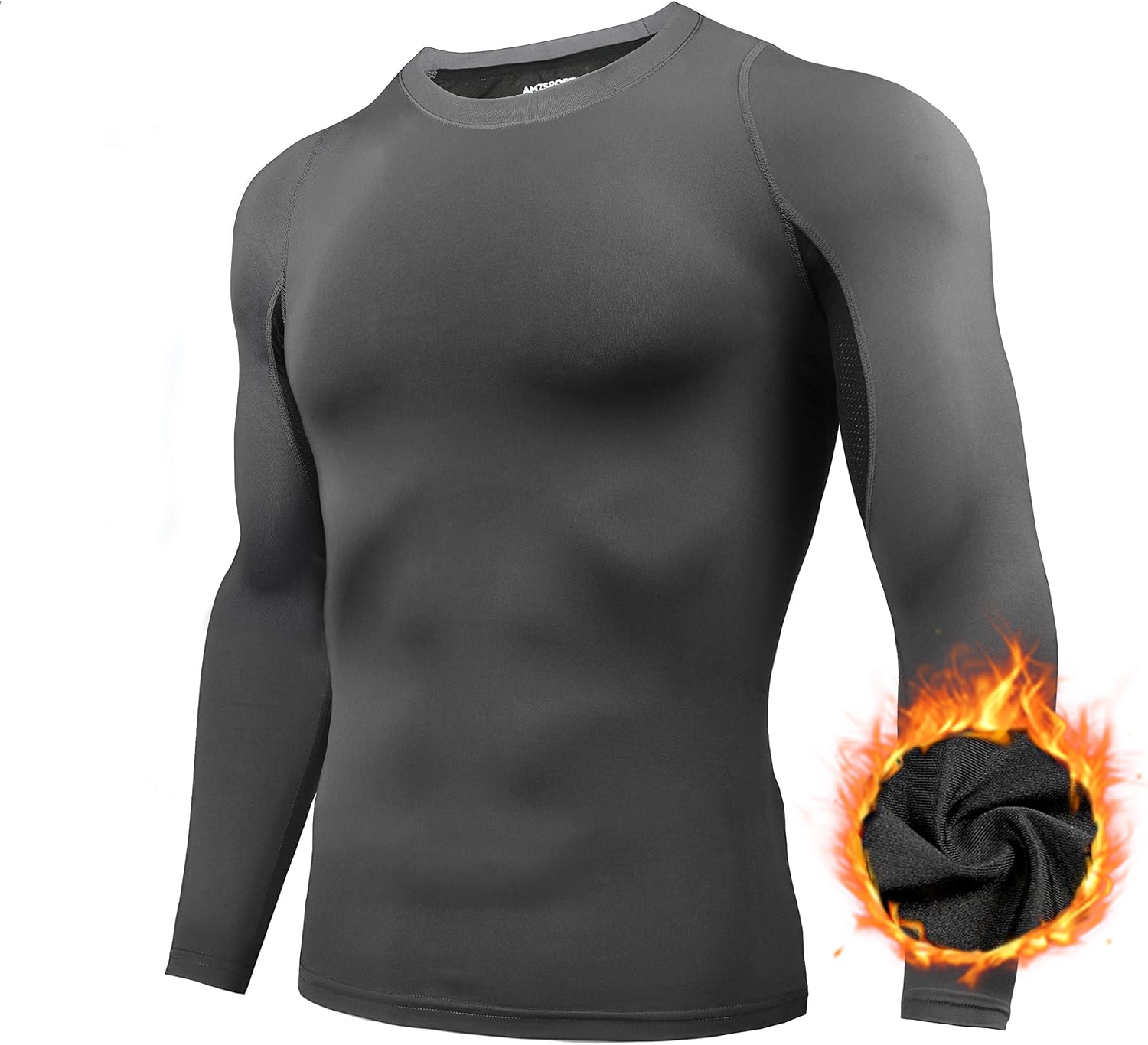 Detalle de AMZSPORT Camicia a compressione uomo maniche lunghe
