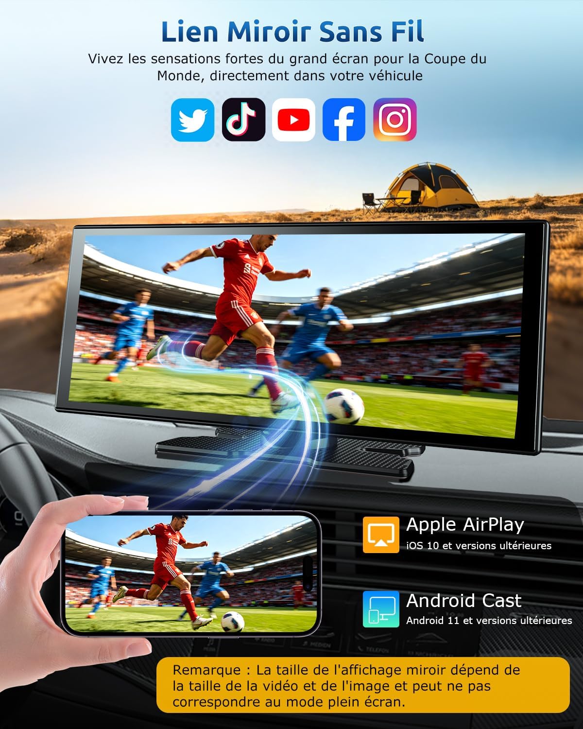 Thumbnail 5 de ESSGOO CarPlay Voiture: Écran tactile 11,3'' avec CarPlay sans fil, Android Auto et caméra 4K/1080P