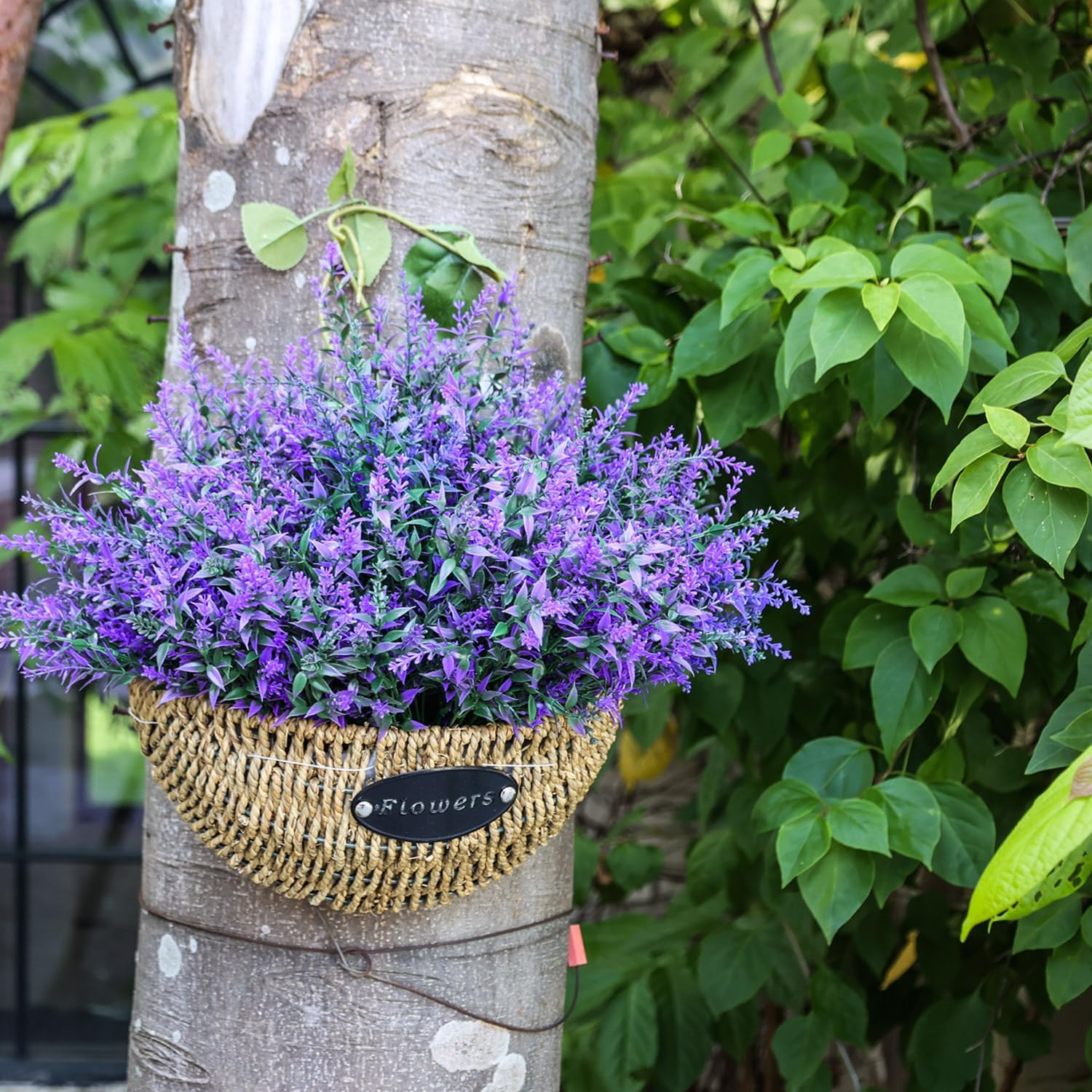 Detalle 1 de Sredumn 20 Bundles Artificial Lavender Flowers (UV Resistant Plastic) for Outdoor Pots, Baskets & Trellis