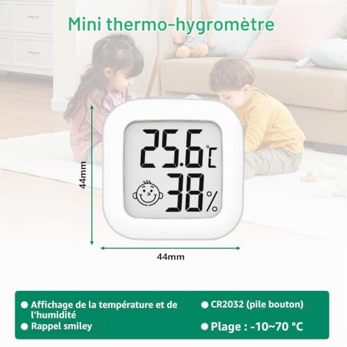 Detalle de QIQIAZI thermomètres-hygromètres d’intérieur lot de 6