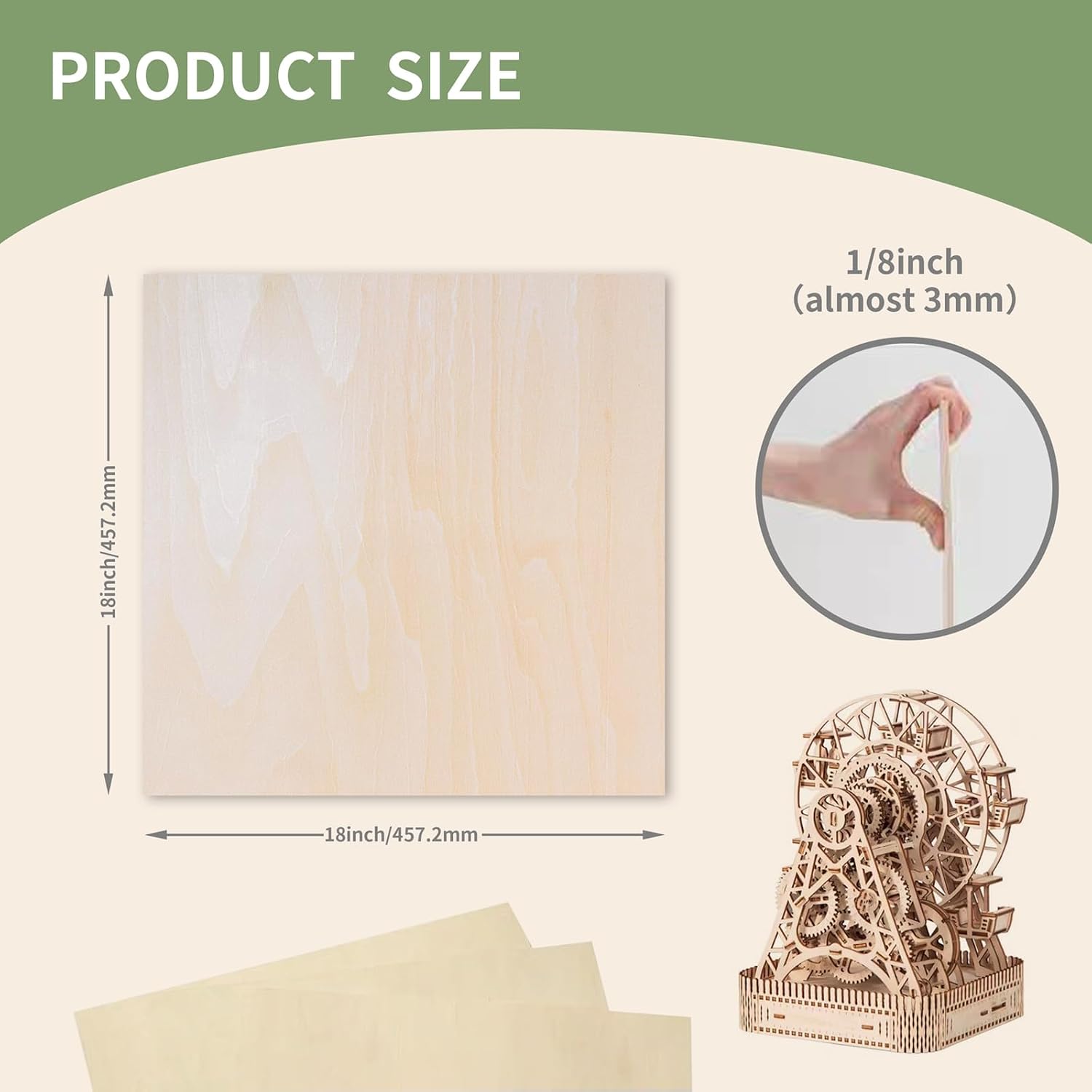 Detalle de Mtalluste Basswood Sheets, 36-Pack 3mm Unfinished Wood for Crafts