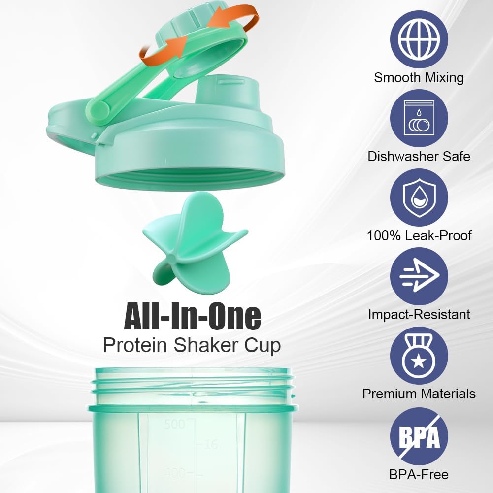 Detalle 2 de Alaoo Protein Shaker Bottle 500 ml, 2-pack