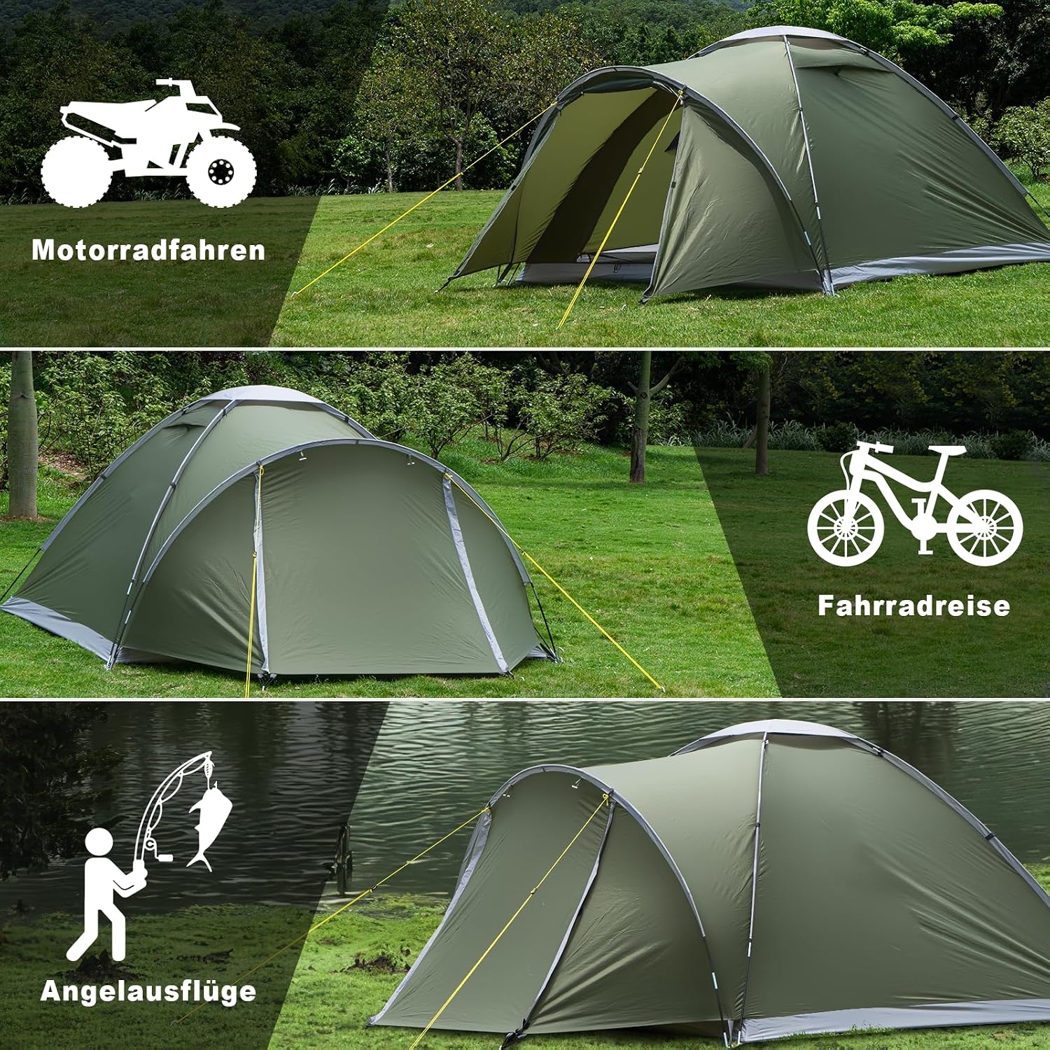 Detalle de Zelt 2-4 Personen mit Vorzelt – Ultraleichtes Kuppelzelt für Camping, Trekking und Festival 2026 Upgrade