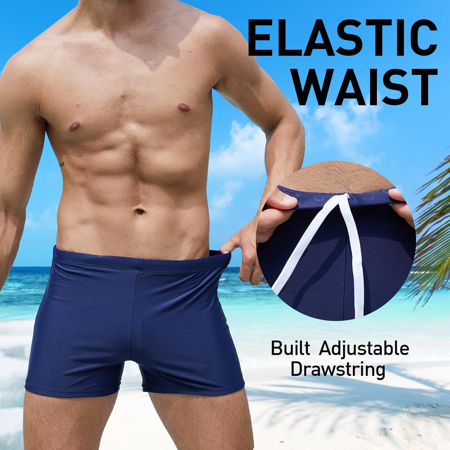 Detalle 2 de Arcweg Costume da Bagno Uomo Boxer con Pad Rimovibile e Coulisse – Boxer da Bagno Elasticizzato a Vita Bassa