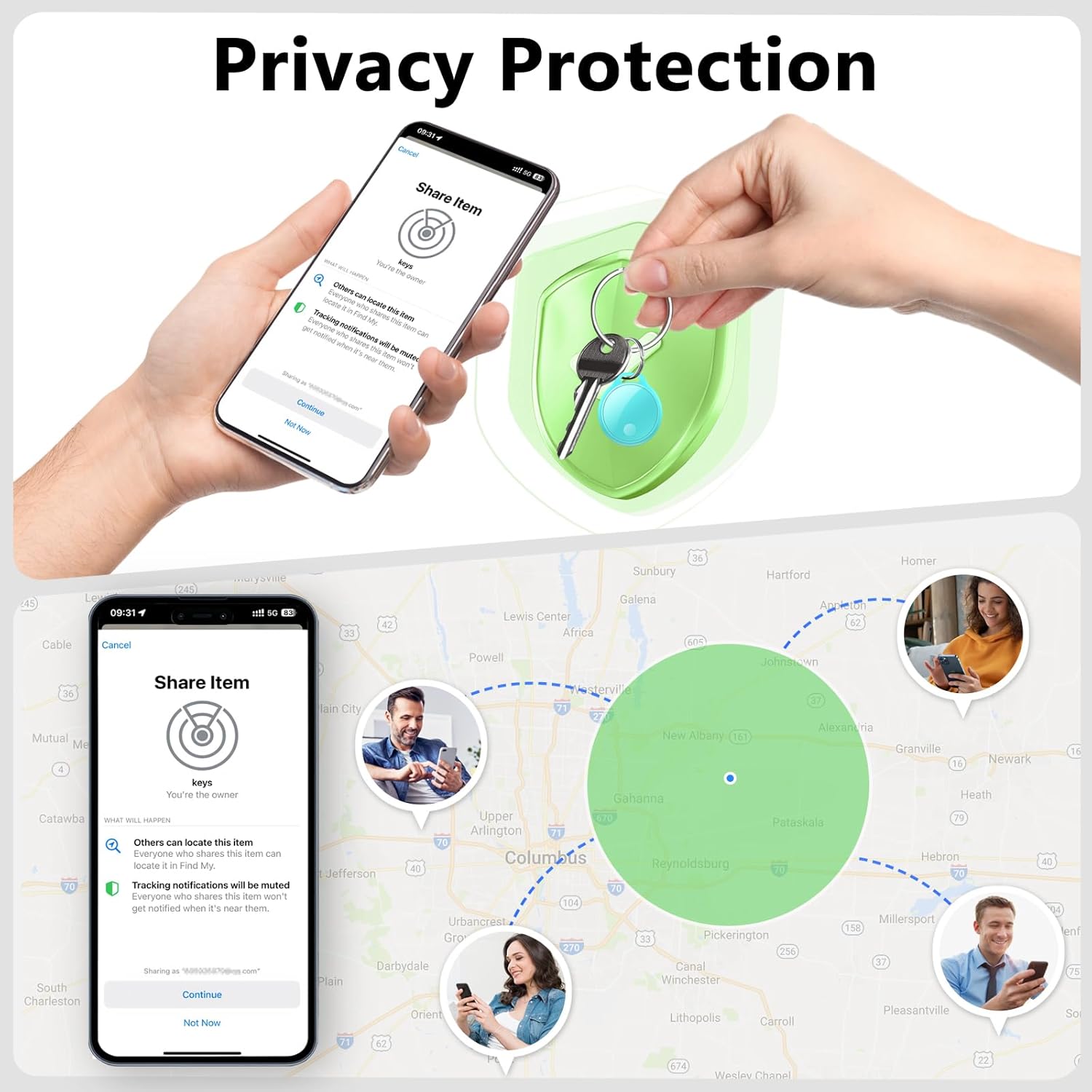 Thumbnail 5 de Air Tracker Tag 4-Pack (Apple Find My, iOS only) with 120dB Alarm, CR2032 Replaceable Battery, IP68