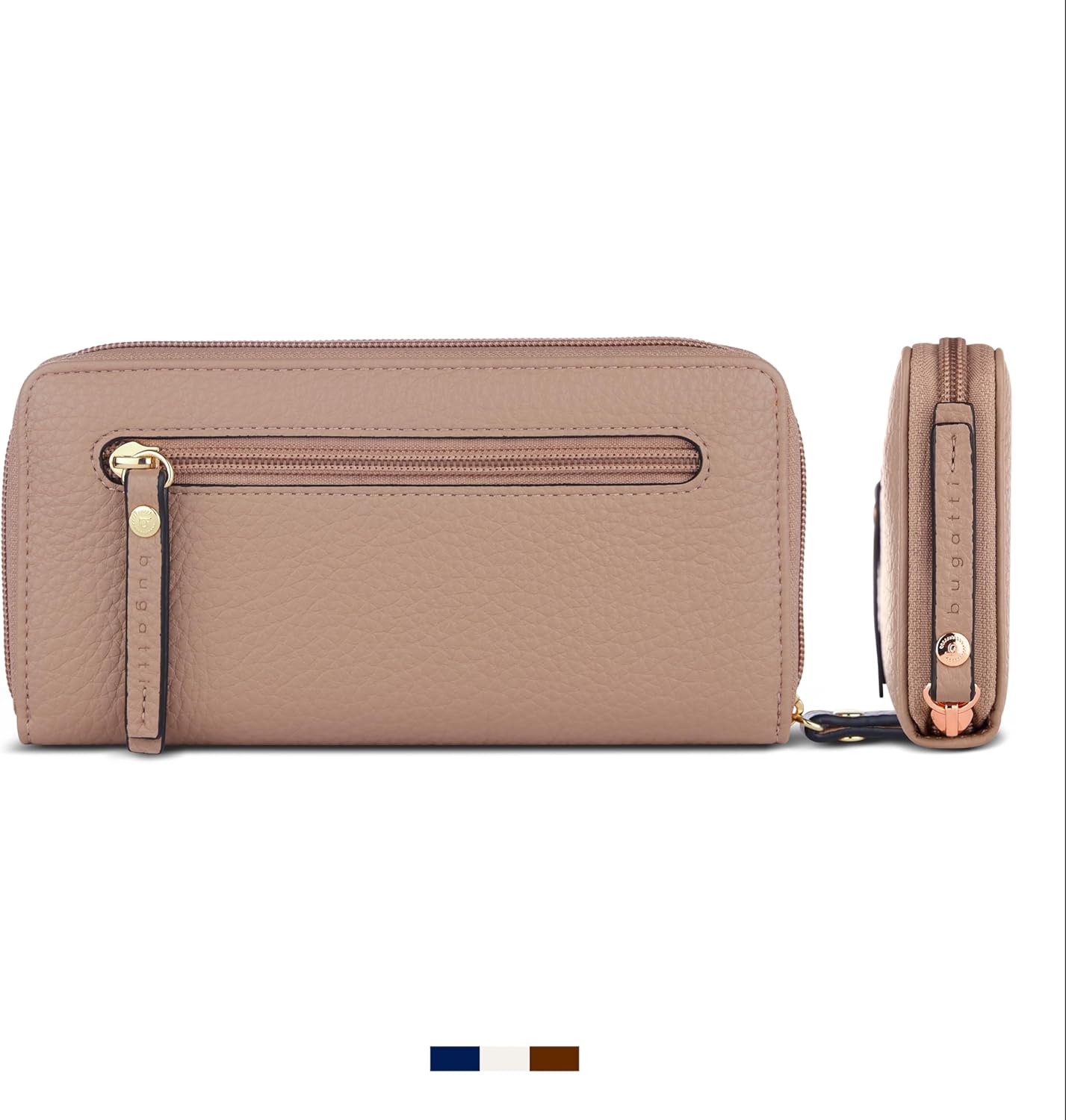 Thumbnail 2 de bugatti Elina Damenbörse lang mit Reißverschluss – langer Geldbeutel aus Kunstleder in Alt-Rosa