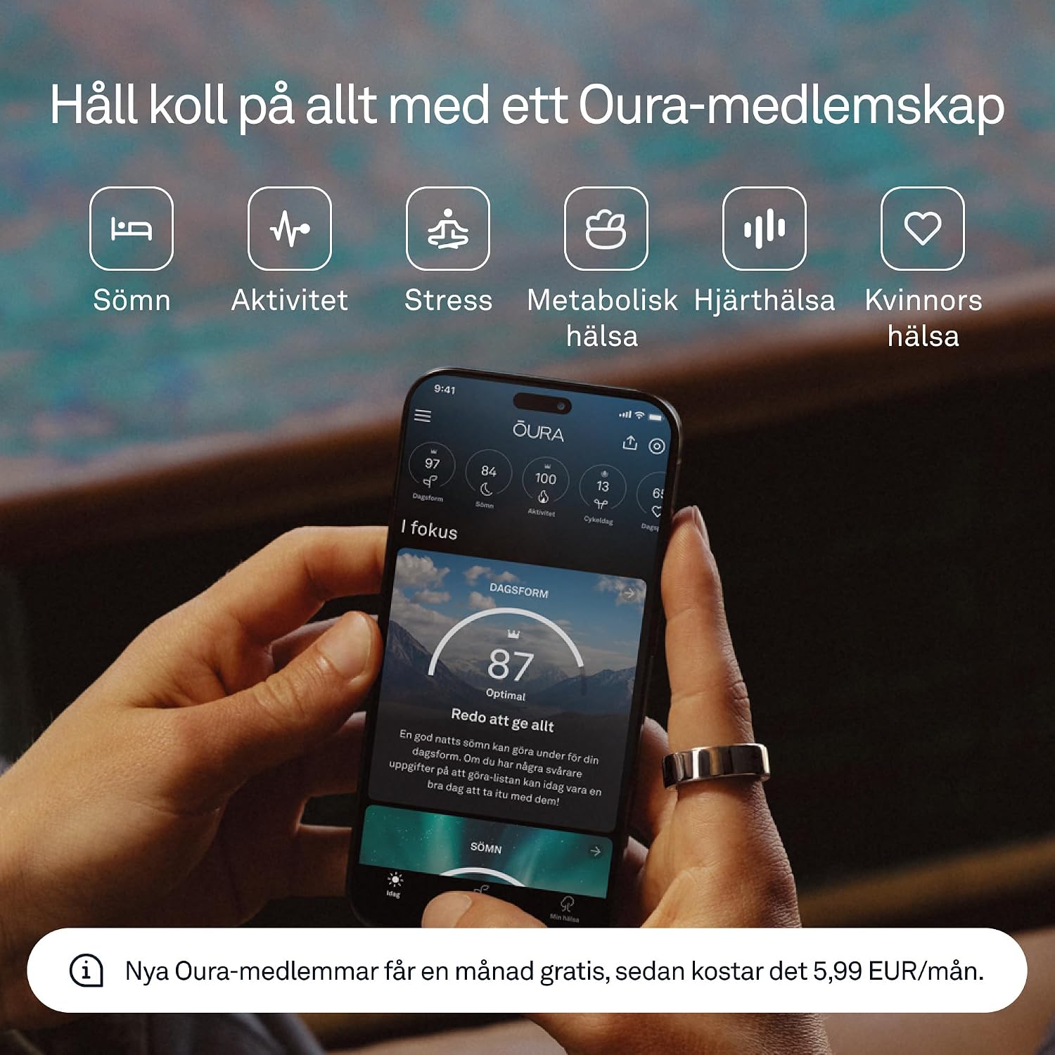 Thumbnail 3 de Oura Ring 4 smart ring i titan, Gold, storlek 7 och upp till 8 dagars batteritid