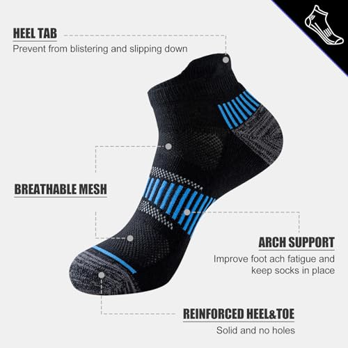Detalle de Niorasen Chaussettes de sport Homme – 6 paires, courtes et rembourrées