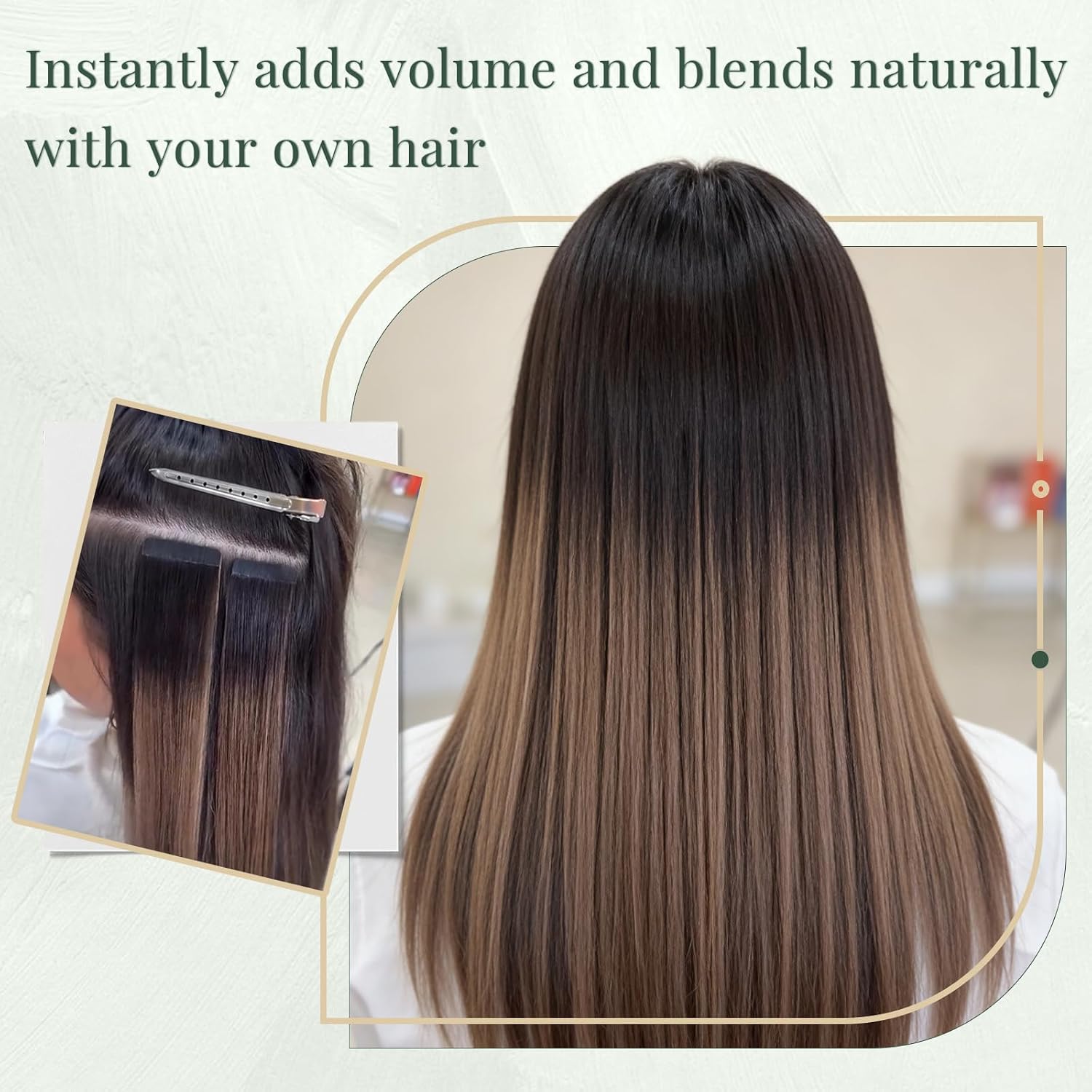 Thumbnail 5 de Ugeat 18-Inch Human Hair Tape-In Extensions, Brown, 50 g, 20 Pieces