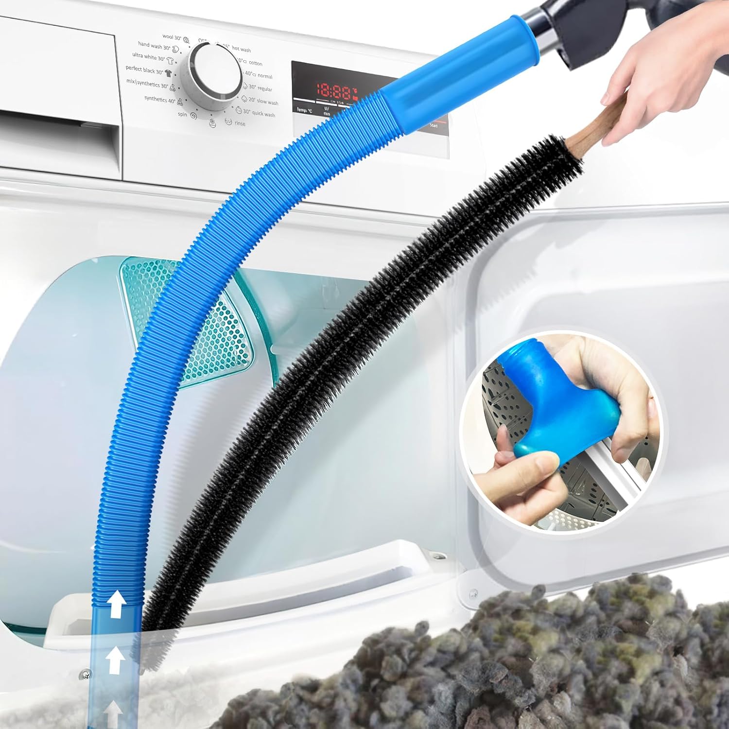 PetOde 2 Pieces Dryer Vent Cleaner Kit with Universal Vacuum Connector
