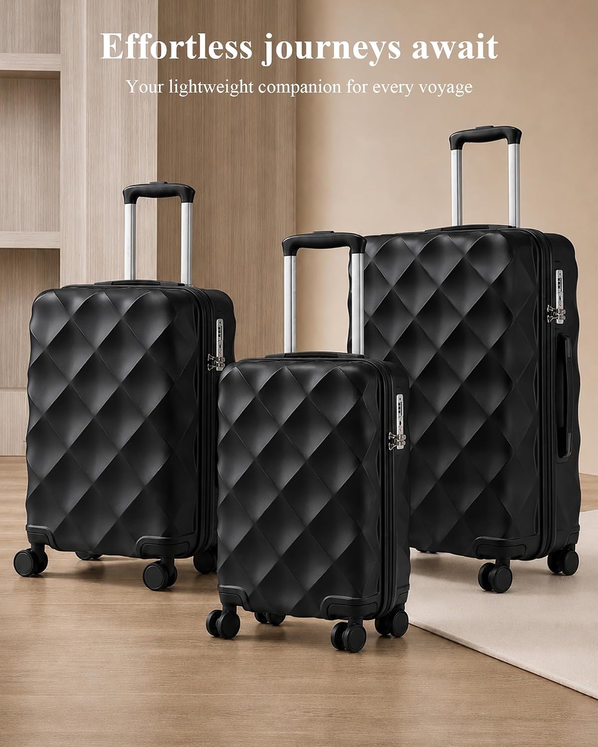 Detalle de British Traveller Valigia Trolley 54CM ABS+PC con Ruote Girevoli e TSA – 20" nera