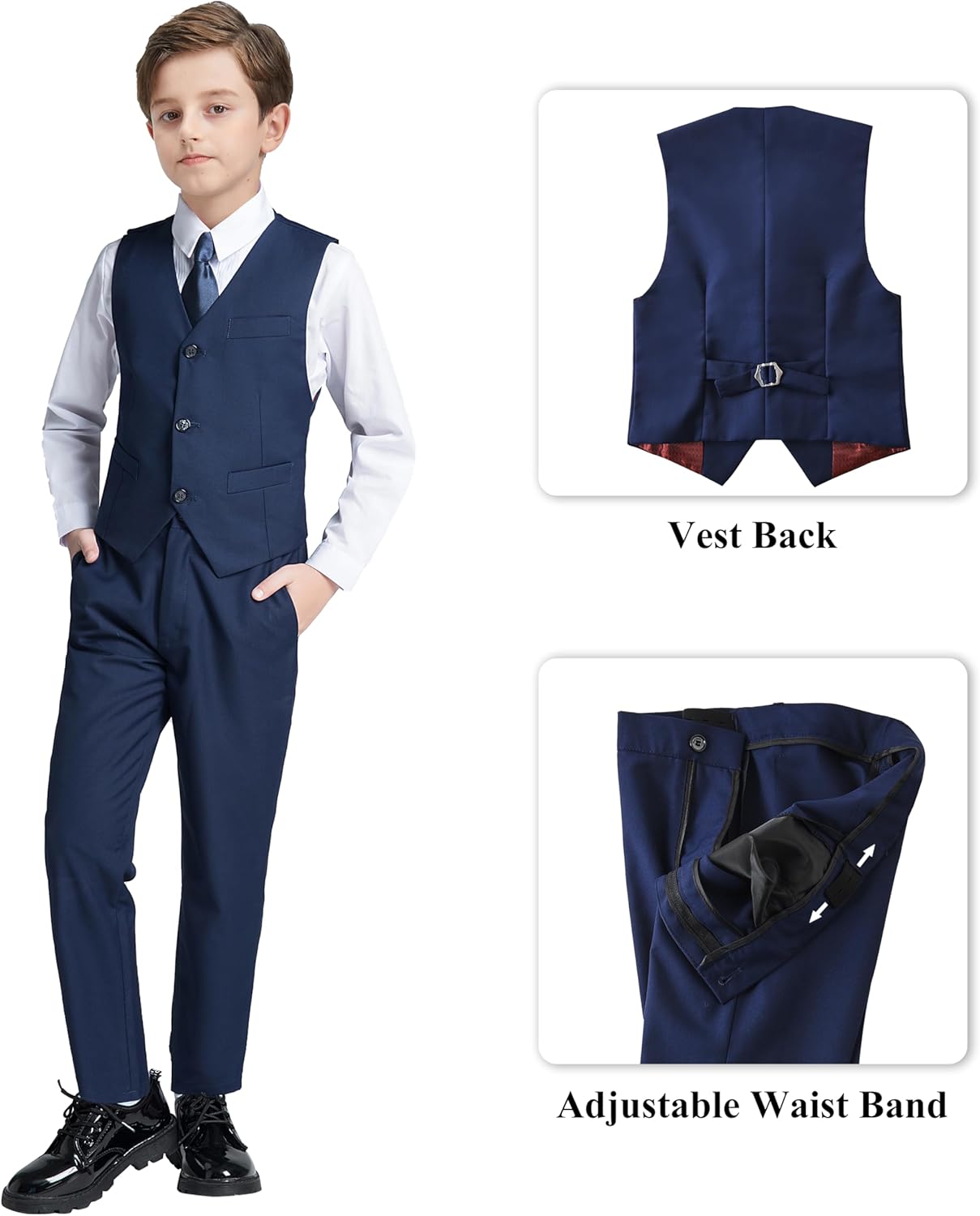 Thumbnail 3 de JPF Boy’s 3-Piece Slim Fit Kids Tuxedo Suit Set (Jacket, Vest, Pants)
