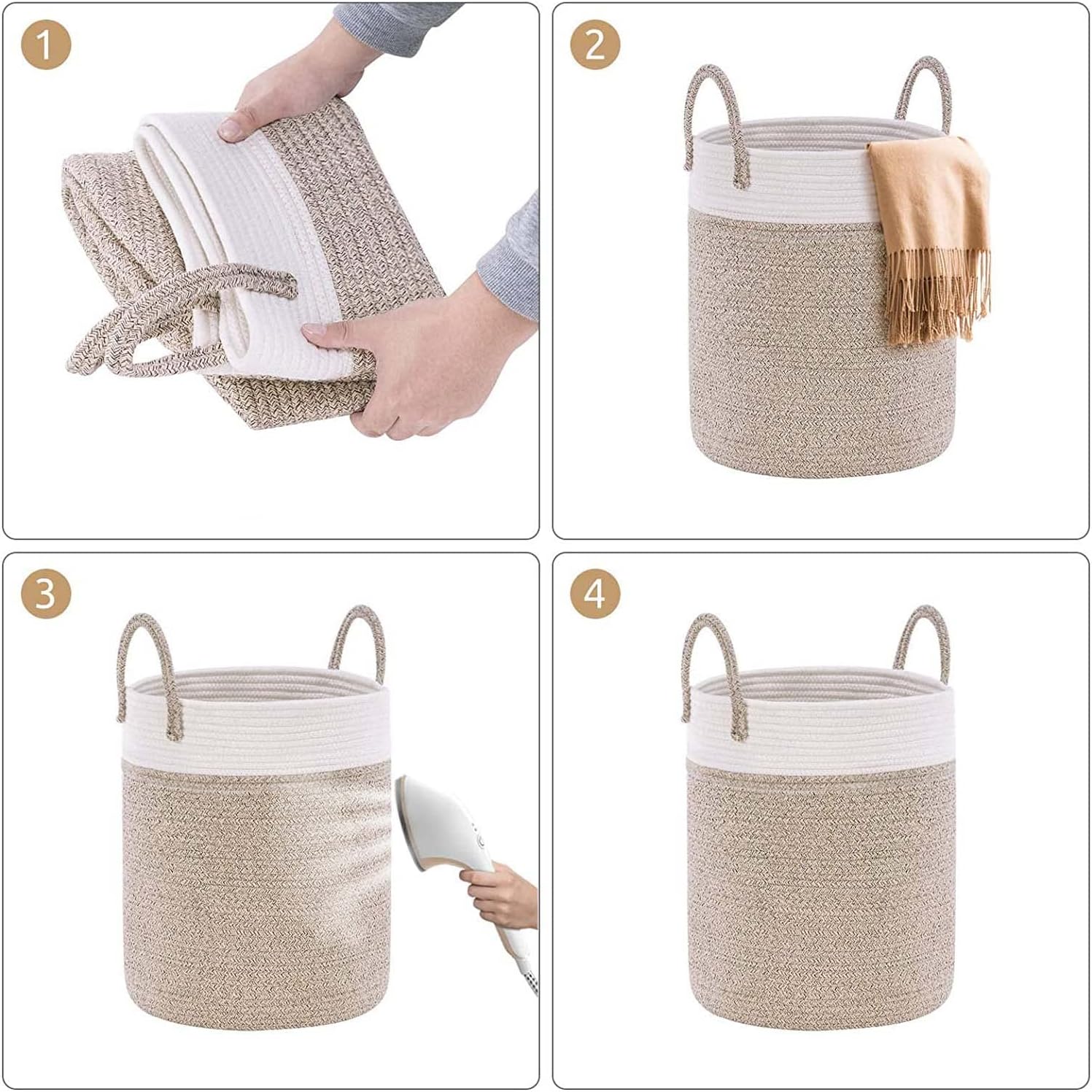 Thumbnail 5 de Grand Panier à linge pliable avec anse – Grand modèle XL 46 × 38 cm pour rangement intérieur