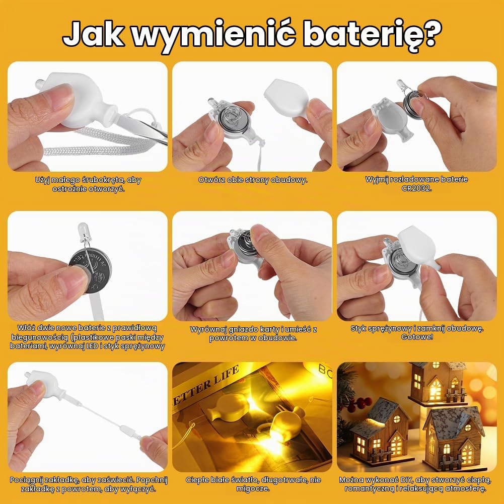 Detalle 1 de AUAUY mini lampki LED, 15 szt., ciepła biel, na baterie do dekoracji
