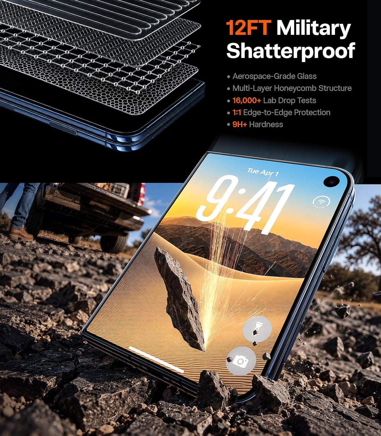Detalle de TORRAS Sunview AR Ultra for iPhone Duo Screen Protector, 2-Pack Anti-Reflective Glass