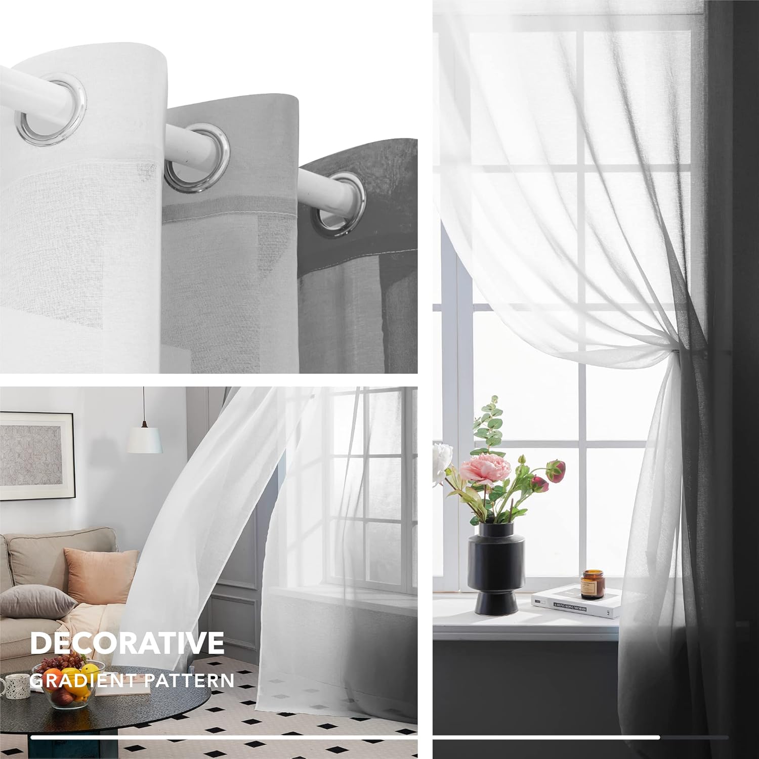 Thumbnail 4 de Deconovo Cortinas Blancas Translucidas para Dormitorio 🪟 2 Piezas 140x175cm