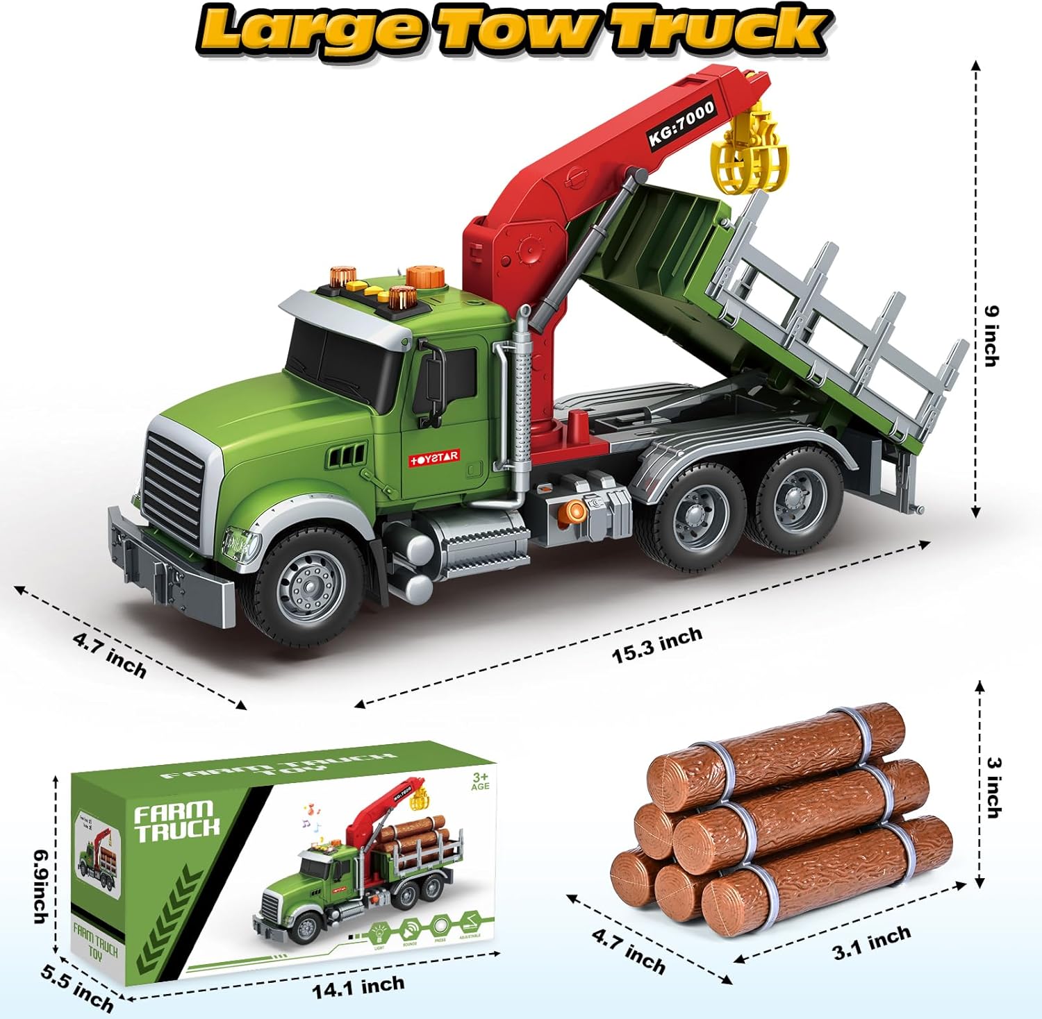 Thumbnail 5 de 15" Farm Logging Truck Toy