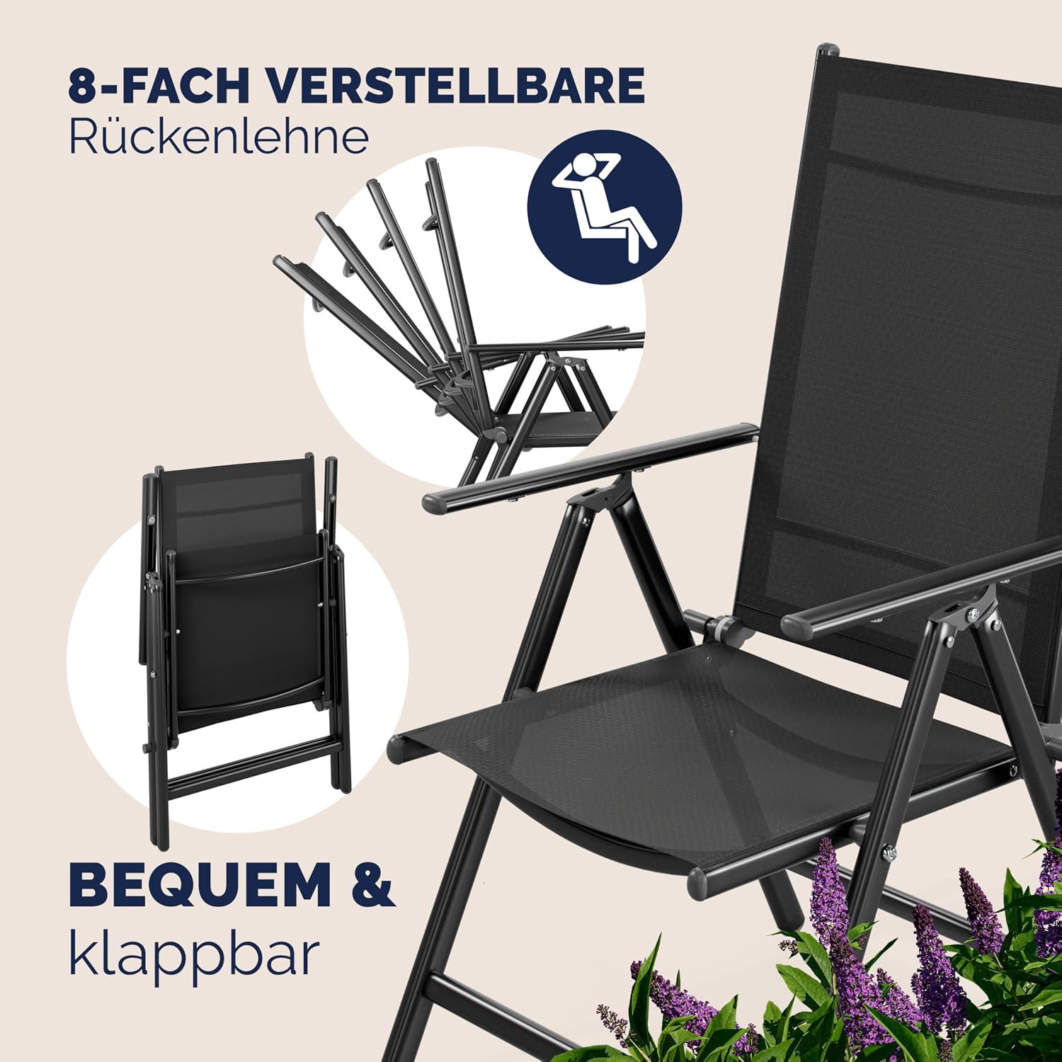 Thumbnail 3 de Casaria Gartenstühle 4er Set 120 kg belastbar