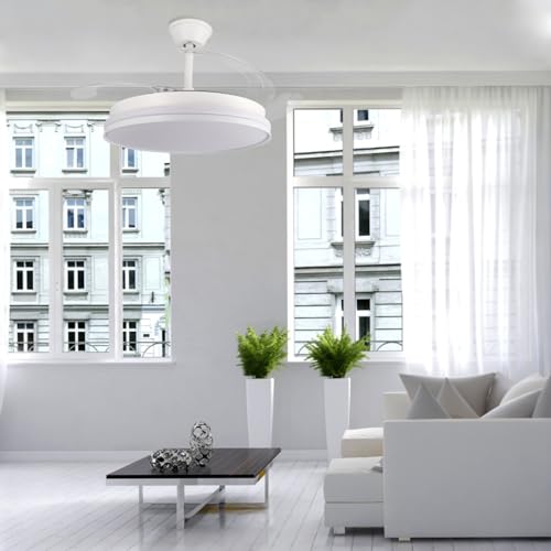 Thumbnail 7 de Ventilador de techo con luz LED 36W Blanco en 3 Temperaturas de Luz con Mando a Distancia -Motor DC Eficiente y Silencioso, 3 tonalidades, aspas desplegables retráctiles, 6 velocidades (F8808)