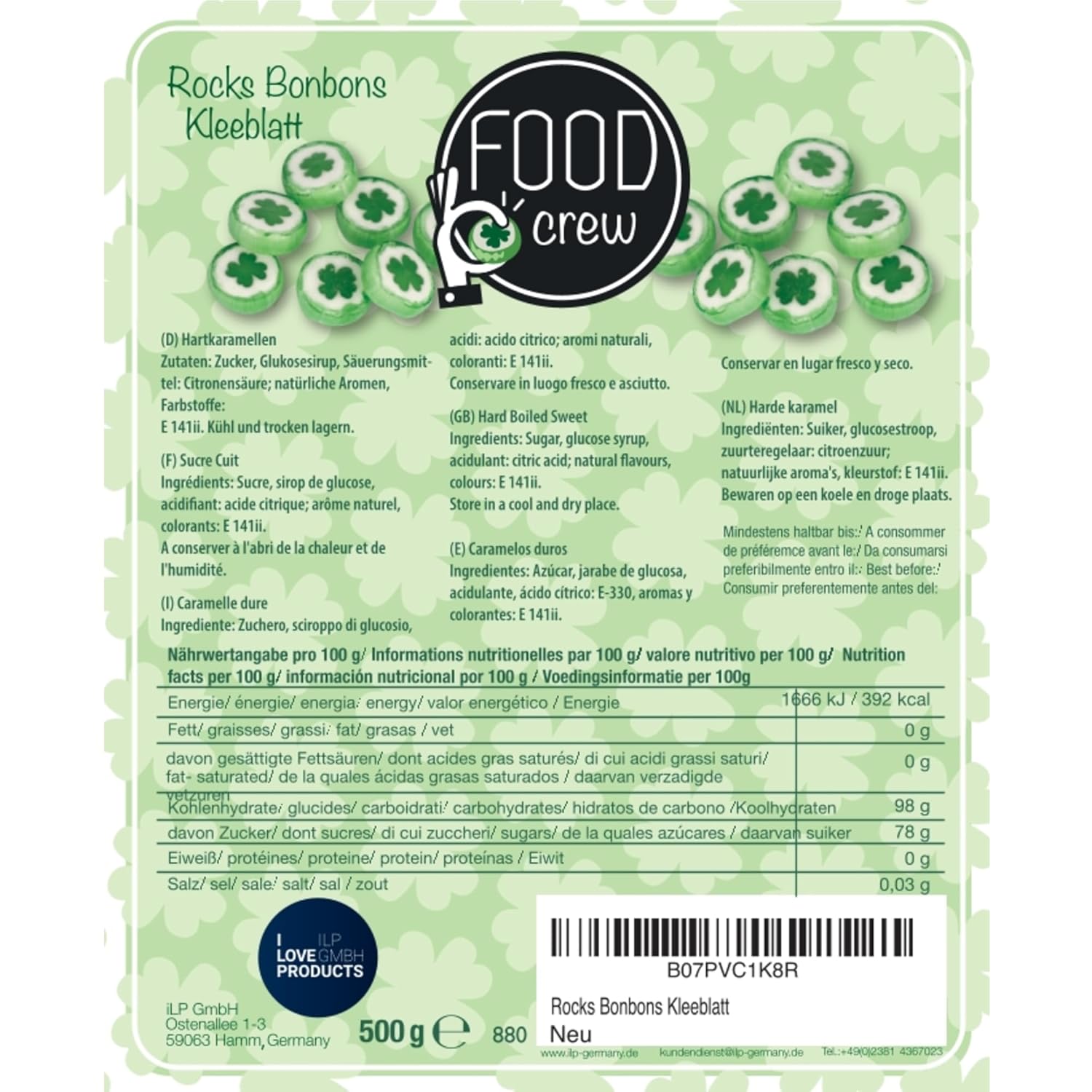 Detalle 2 de Kleeblatt Bonbons 500 g einzeln verpackt