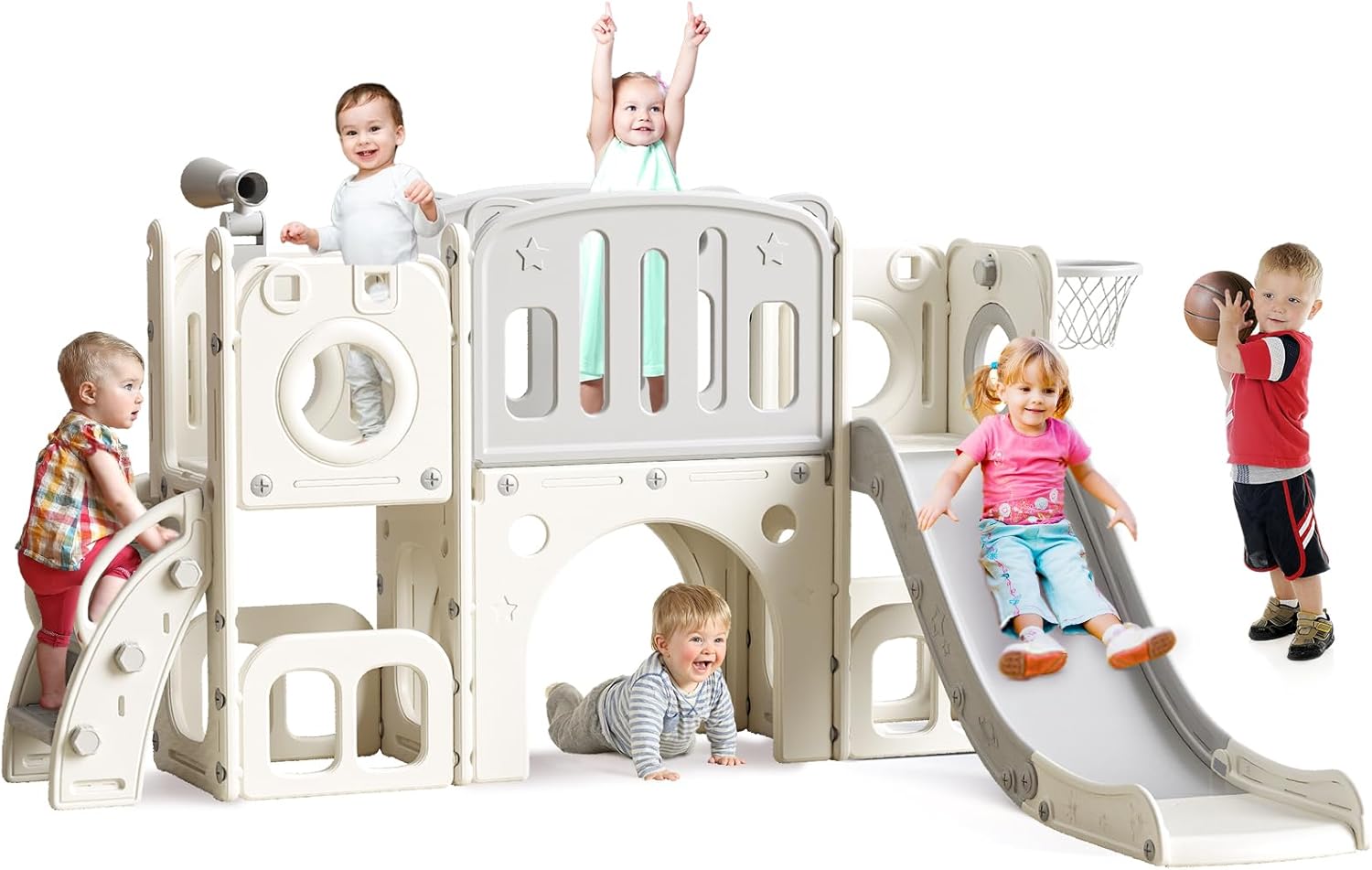 8 in 1 Toddler Slide Set by MOCUTEEN: Portable Indoor/Outdoor Playground for Toddlers