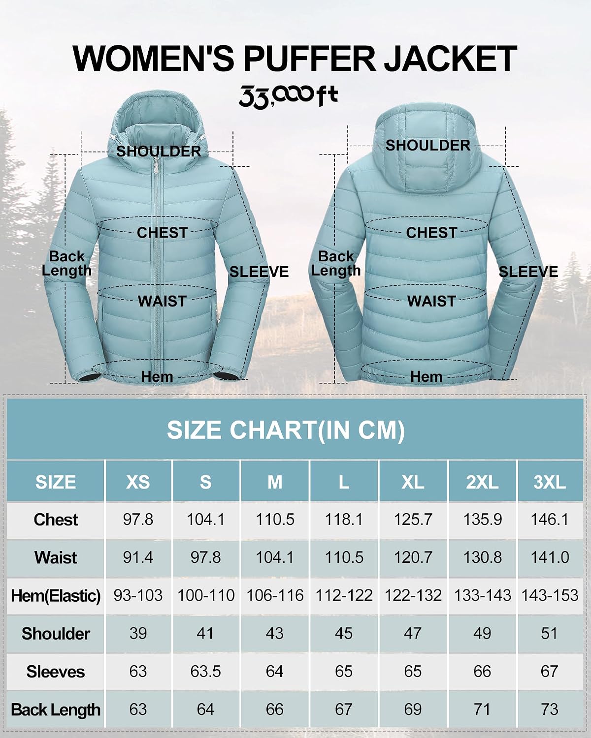 Thumbnail 5 de 33 000ft Damen Leichte Steppjacke Packbare Übergangsjacke