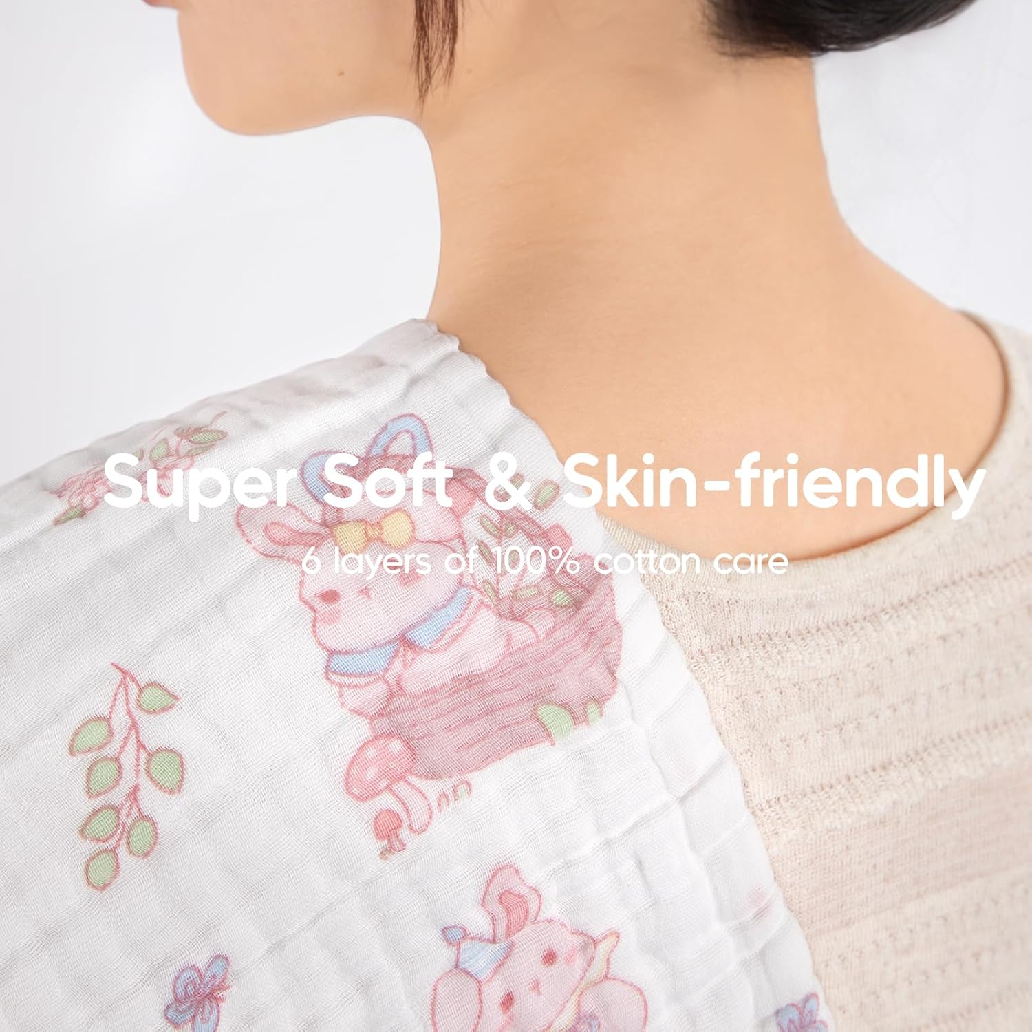 Thumbnail 4 de Maliton Muslin Cloths for Baby: 6 Pack Burp Cloths in 50x25cm Pure Cotton, 6-Layer Absorbent Muslins