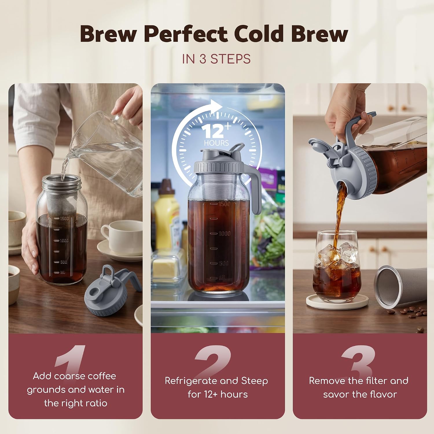 Thumbnail 6 de JunVpic 64oz Cold Brew Pitcher with Ultra-Fine Stainless Steel Filter