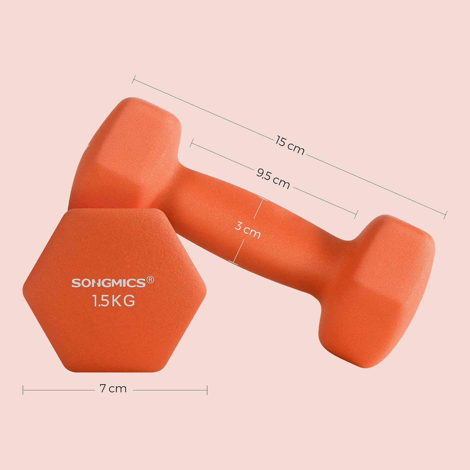 Thumbnail 3 de SONGMICS zeshoekige halters, set van 2 x 1,5 kg met neopreenlaag