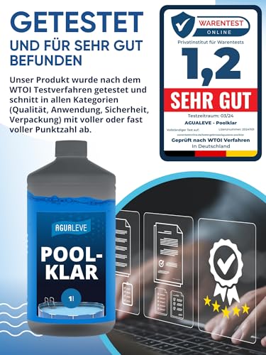 Detalle de AGUALEVE Poolklar 1l – Kristallklar 2.0 Formel für perfektes Poolwasser (NEU)