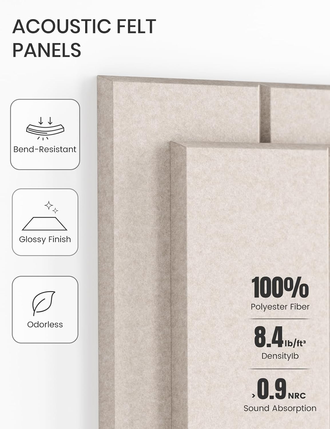 Detalle de Fluxynara FZB-L-S-6-3L-BT Felt Bulletin Board Tiles, Oatmeal Stripe, 6-Pack