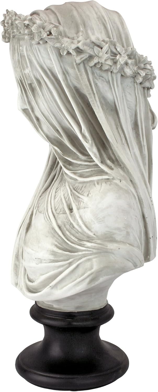 Detalle de Design Toscano NG31524 – zawoalowane popiersie panny młodej z żywicy, 35,5 cm