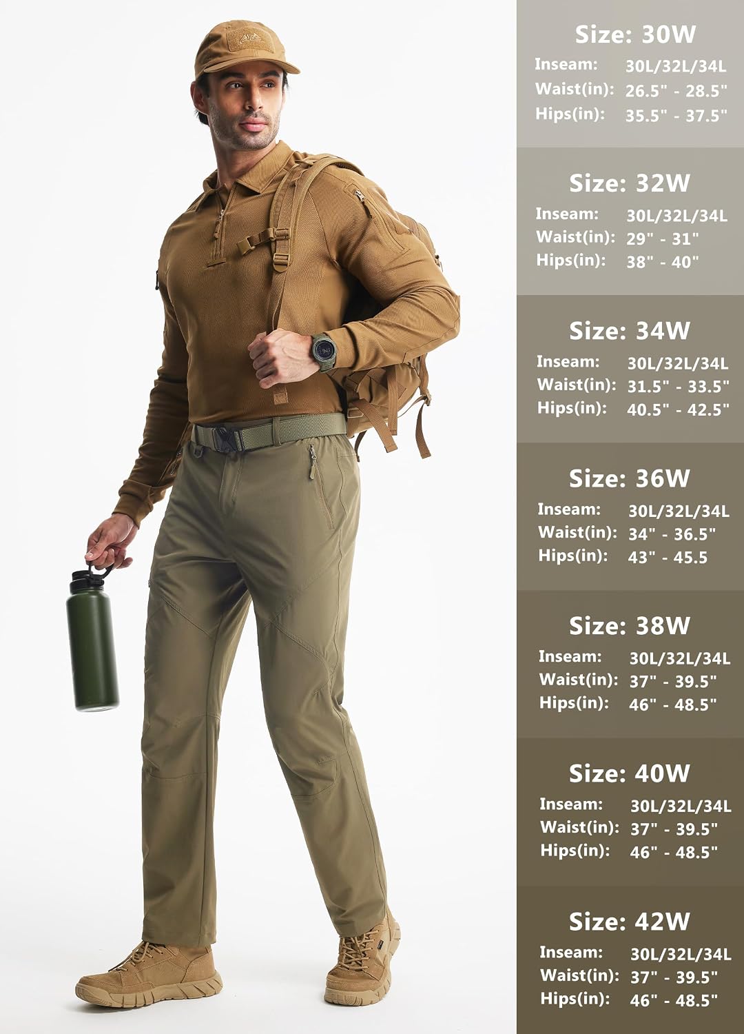 Detalle de Libin Men’s Lightweight Stretch Hiking Pants with Quick-Dry Tactical Cargo Pockets