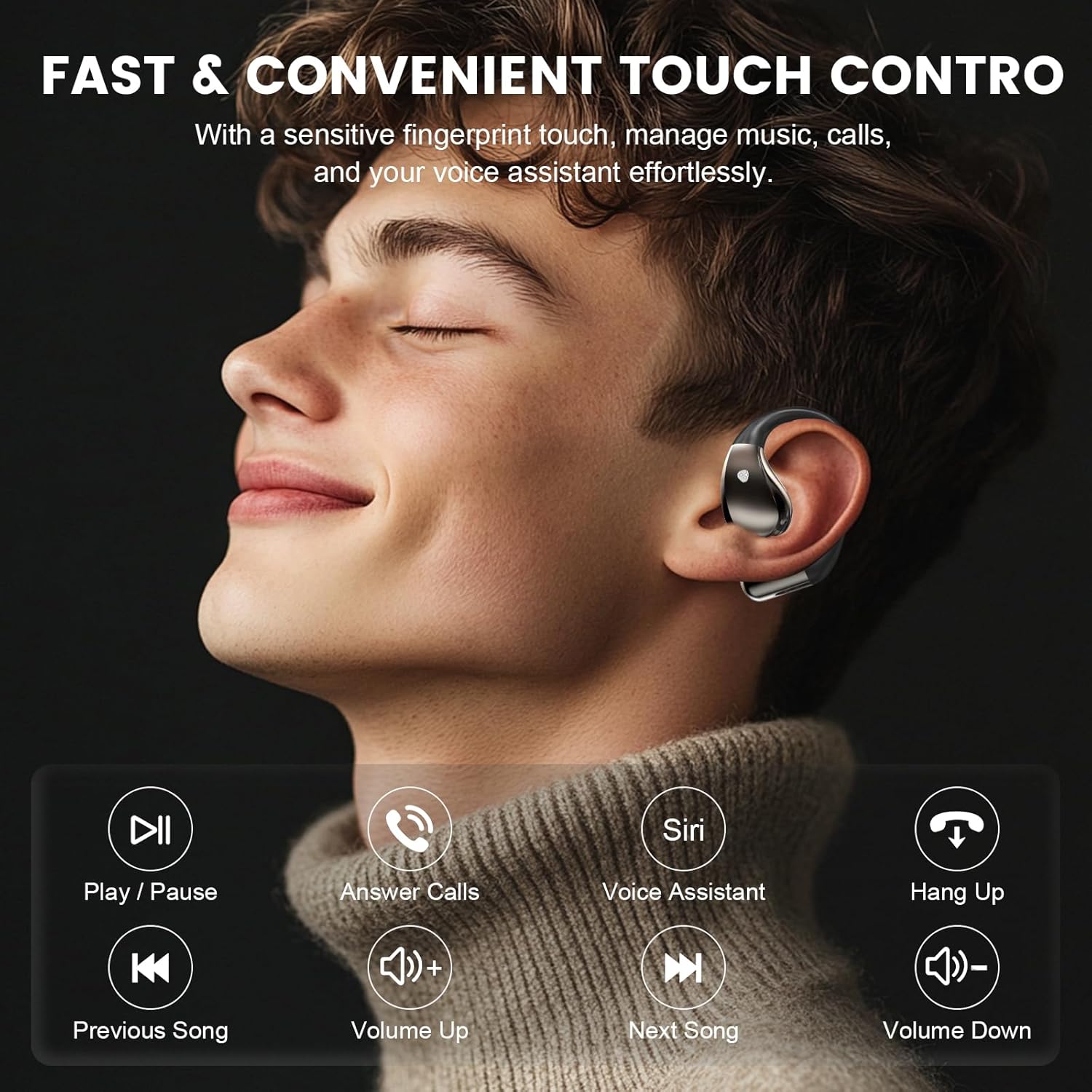 Thumbnail 3 de 2026 Cuffie Open Ear: Auricolari Sportivi Bluetooth 6.0 con Gancio Morbido e Controllo Tattile
