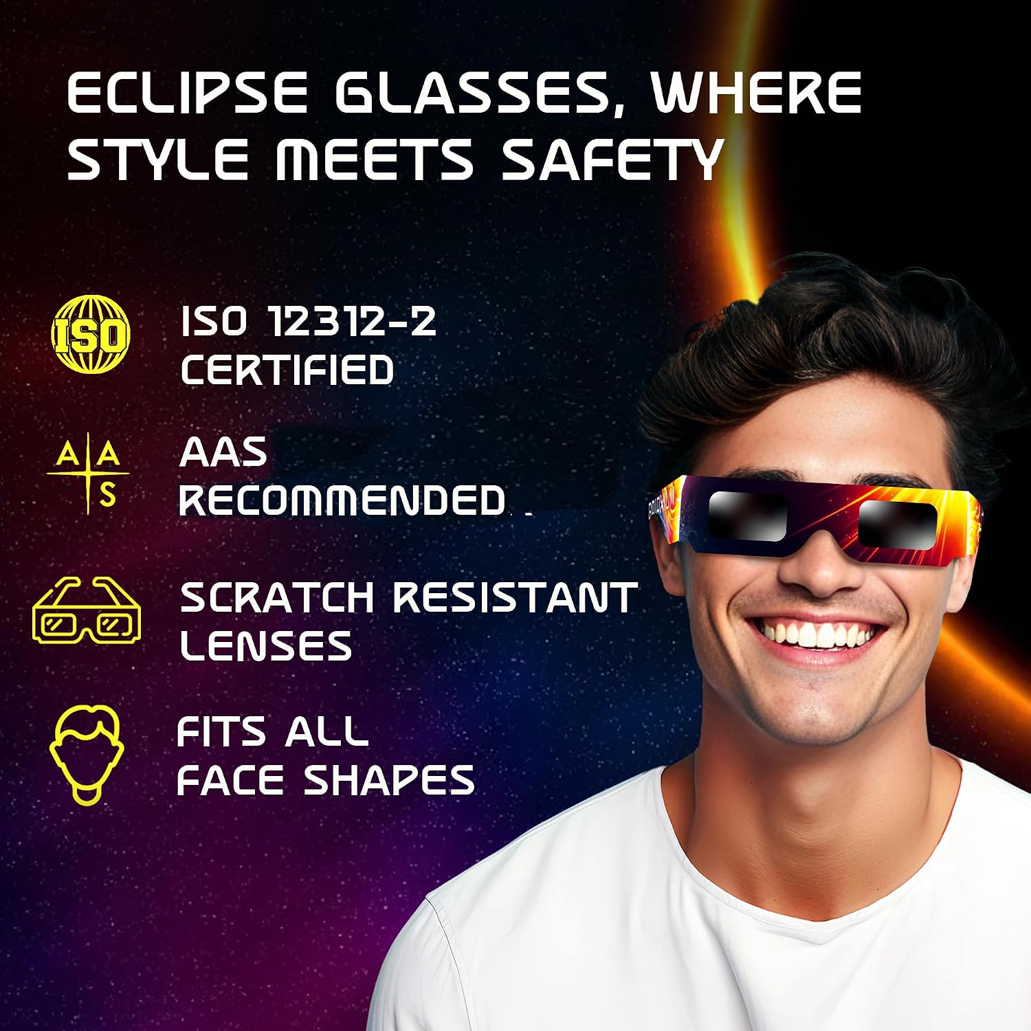 Thumbnail 2 de Galaxium 12/25/50/100 Pack Solar Eclipse Glasses ISO 12312-2 Certified
