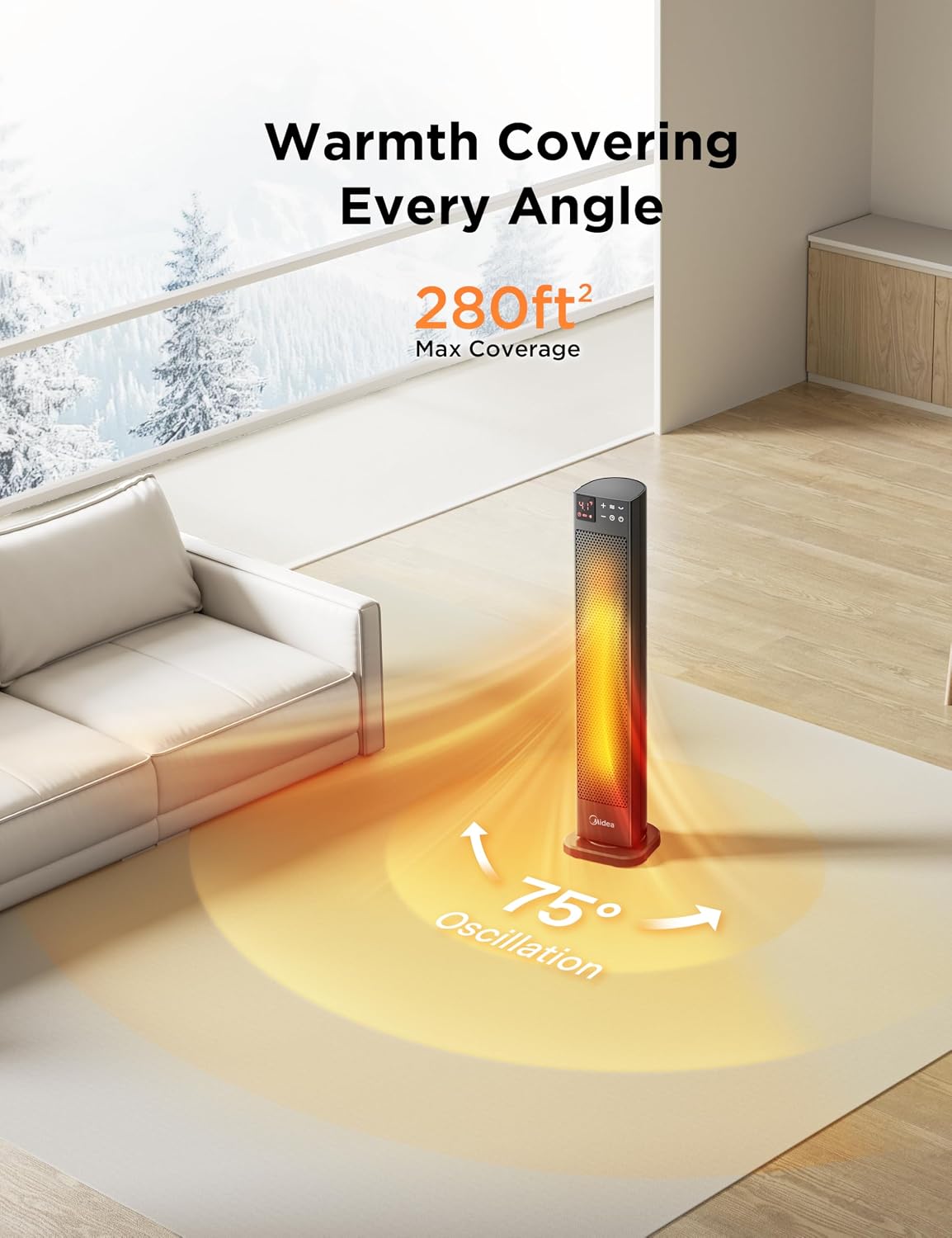 Detalle 2 de Midea 30 Inch Ceramic Tower Heater 2000W 🌡