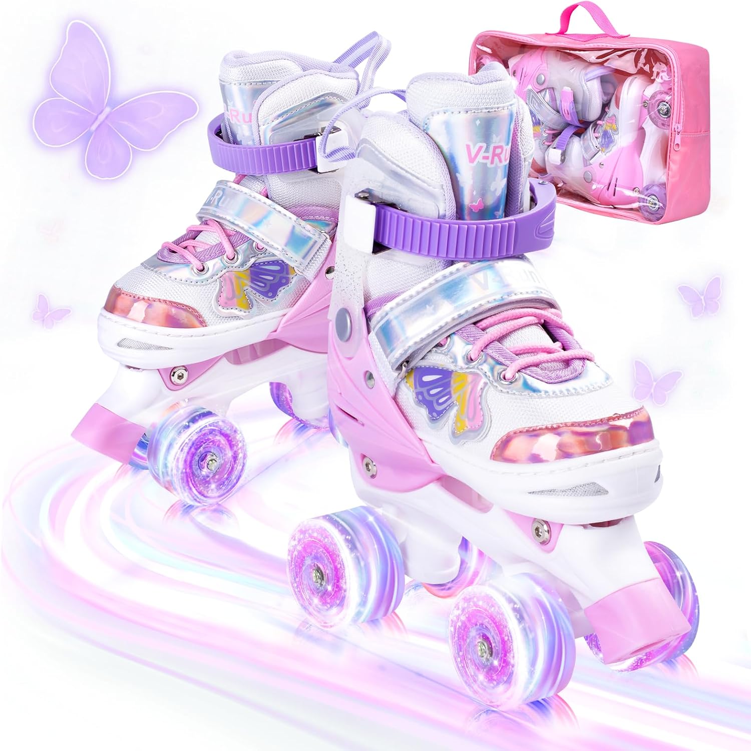 Detalle de HolaDream Adjustable Kids Roller Skates with Light Up Wheels and Safety Protection
