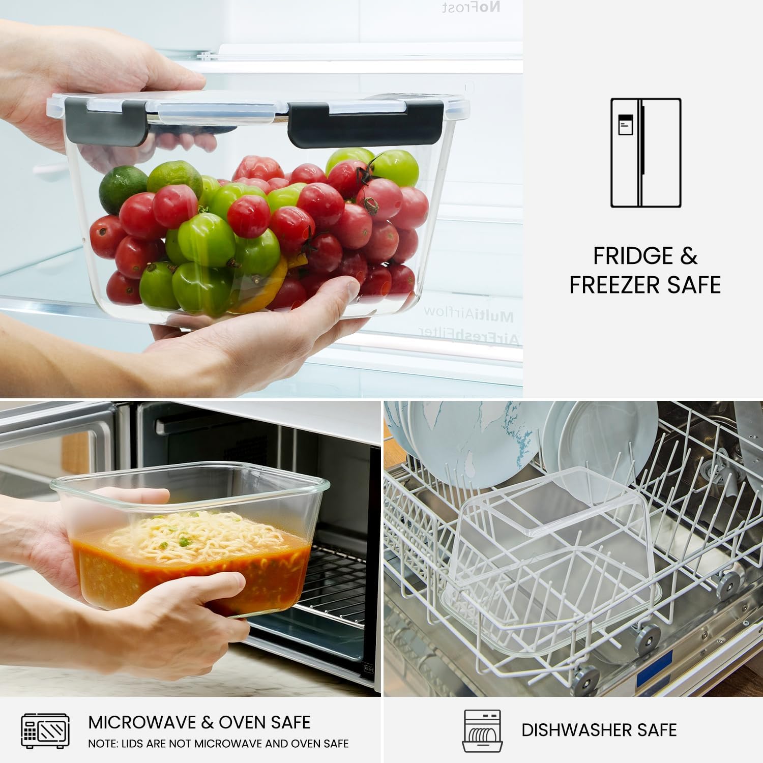 Detalle 2 de Hontent 85 oz Large Glass Food Storage Containers, 2-Pack, Airtight