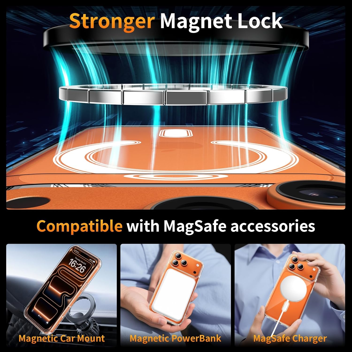 Detalle de YNMEacc 5 in 1 Magnetic Case for iPhone 17 Pro (6.1) with 2 Screen Protectors & 2 Lens Protectors – MagSafe Compatible