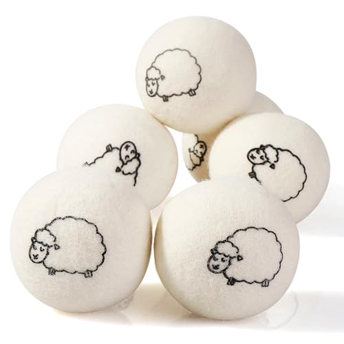Detalle de Hanamura 6 XXL Boules de lavage et séchage en laine néo-zélandaise – rangement coton inclus