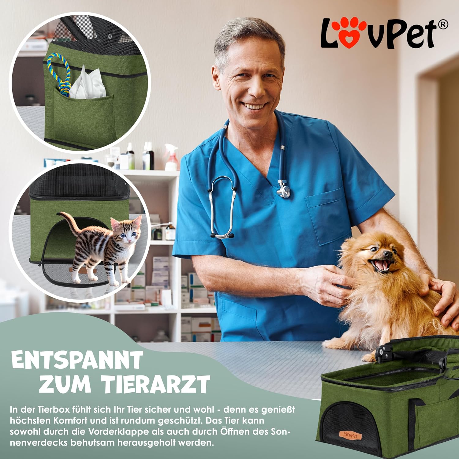 Detalle de LOVPET 2in1 Hundebuggy: faltbar, transportabel und robust für Hunde bis 20 kg