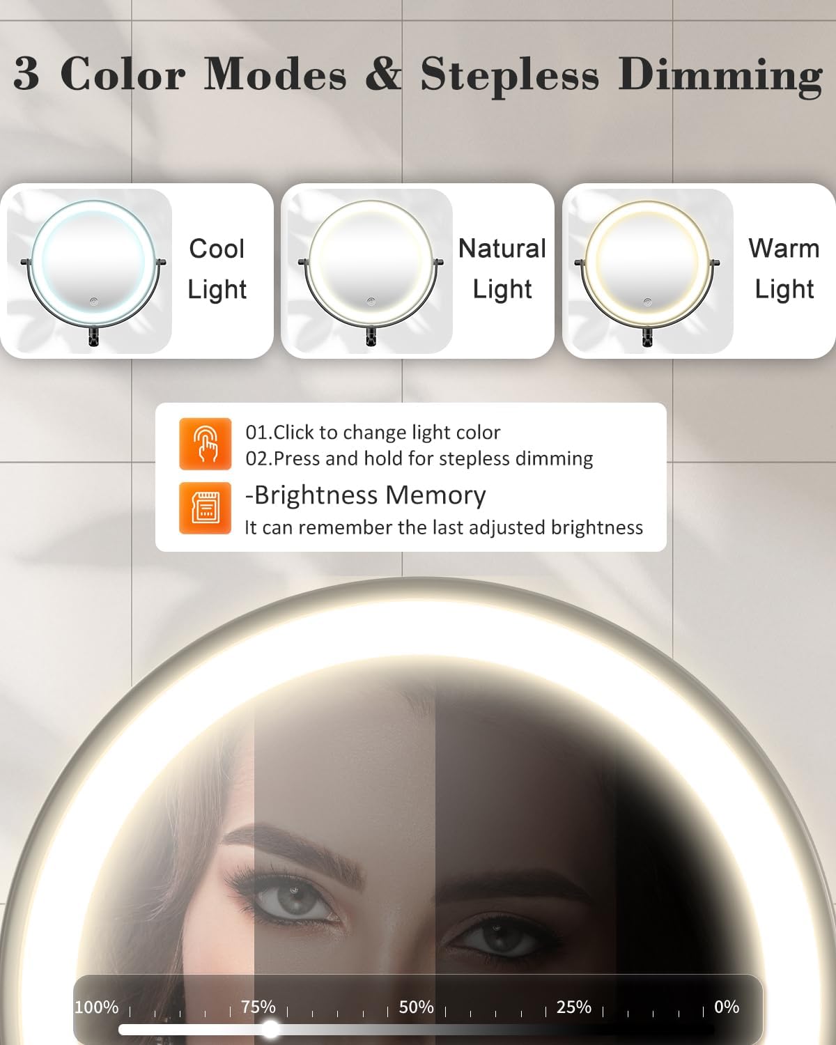 Detalle 2 de VFD 30X/1X Lighted Wall Makeup Mirror 5000mAh
