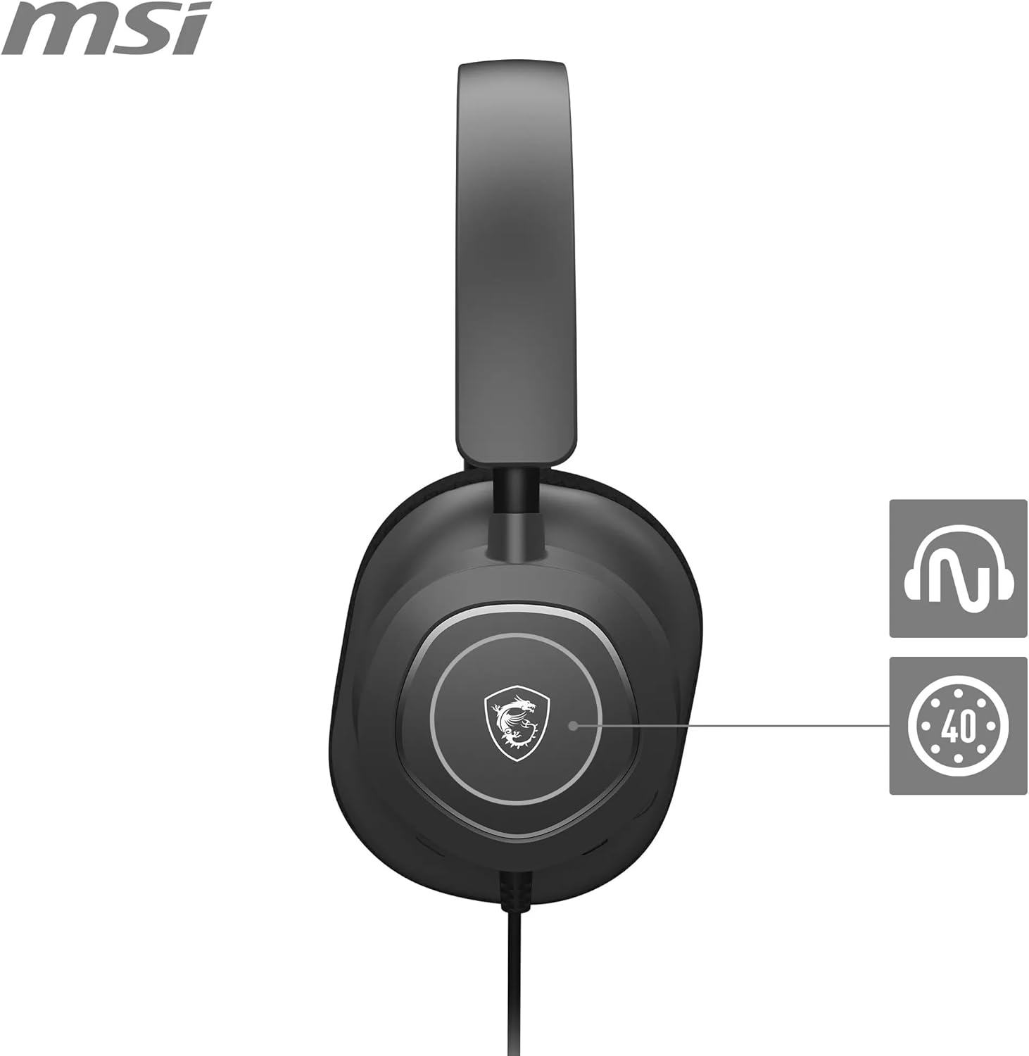 Thumbnail 1 de MSI MAESTRO 300 Gaming Headset con driver da 40 mm, microfono cardioide rimovibile e suono 3D Nahimic