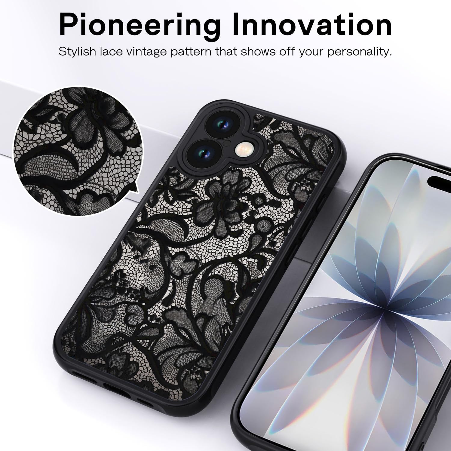 Thumbnail 2 de XTCASE Cover per iPhone 17 - Custodia Aesthetic Vintage Pizzo Opaca, Ultra Sottile in TPU Morbido e Retro PC Rigido