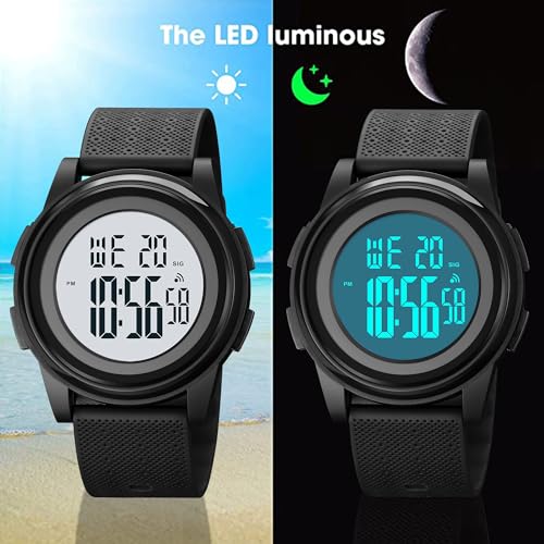 Detalle de SNE Ultra-Thin Minimalist Digital Watch with Wide-Angle Display and Rubber Strap