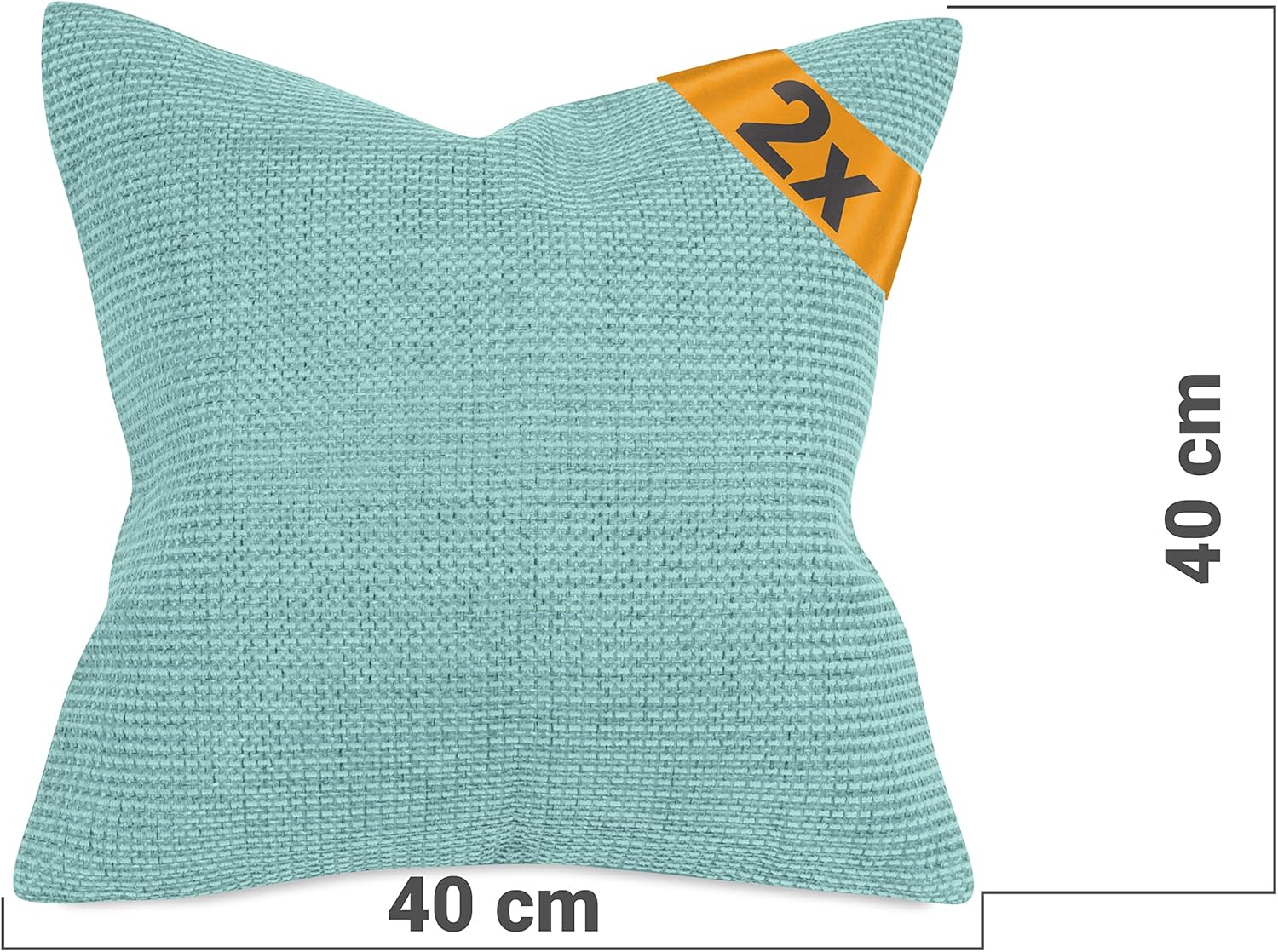 Thumbnail 2 de Lot de 2 Housses de Coussin 40 x 40 cm npluseins – Turquoise chiné, motif texturé