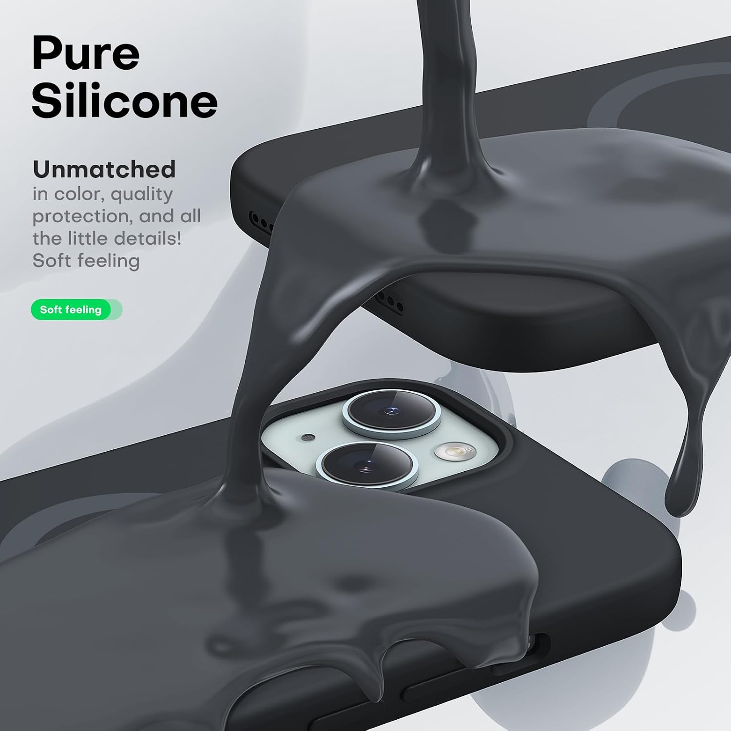 Detalle de TOCOL Magnetic Silicone Case for iPhone 15 Black 👝