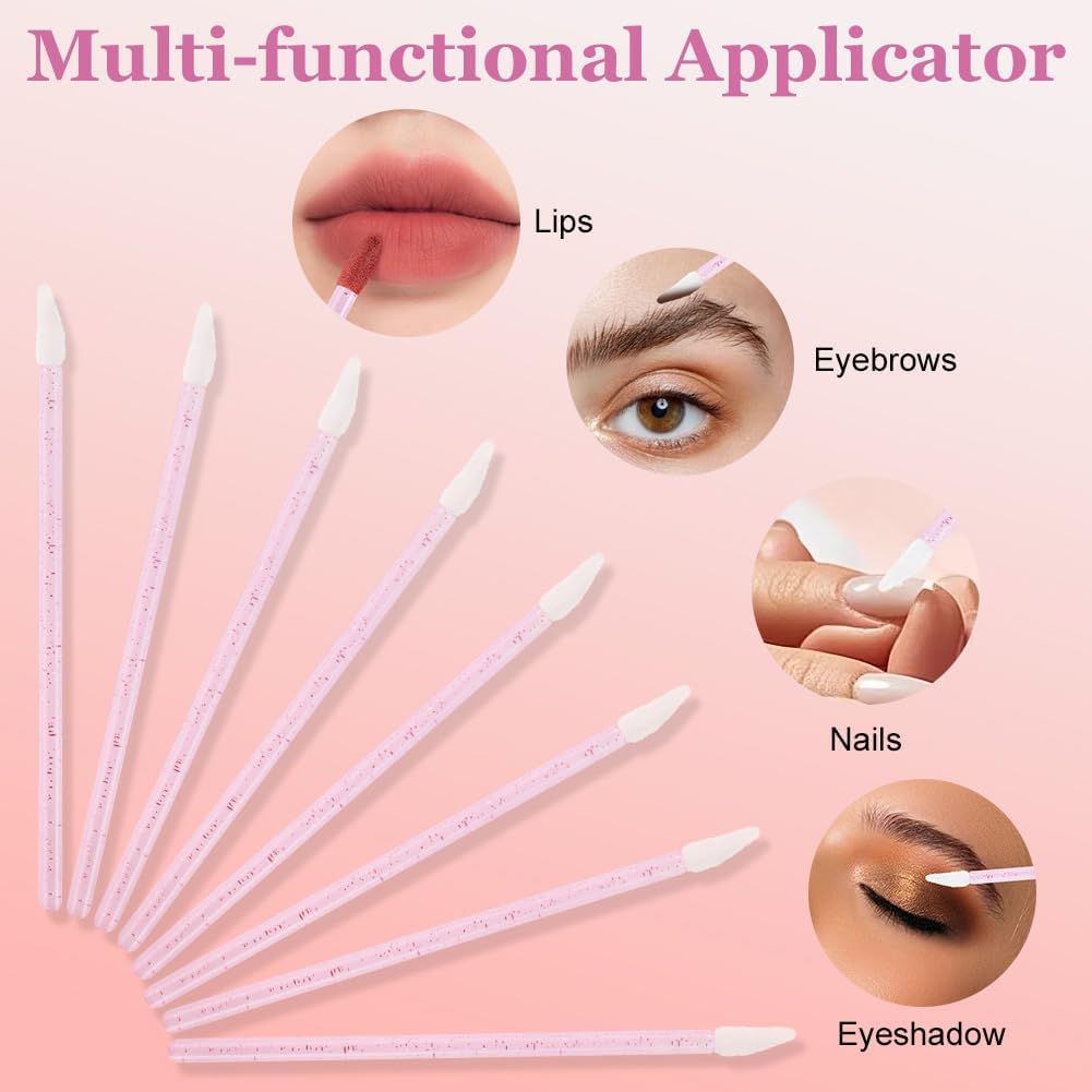 Thumbnail 4 de Alaoo 200 Pennelli Labbra Monouso – Applicatori per Rossetto in Cristallo Rosa (Versione Crystal)